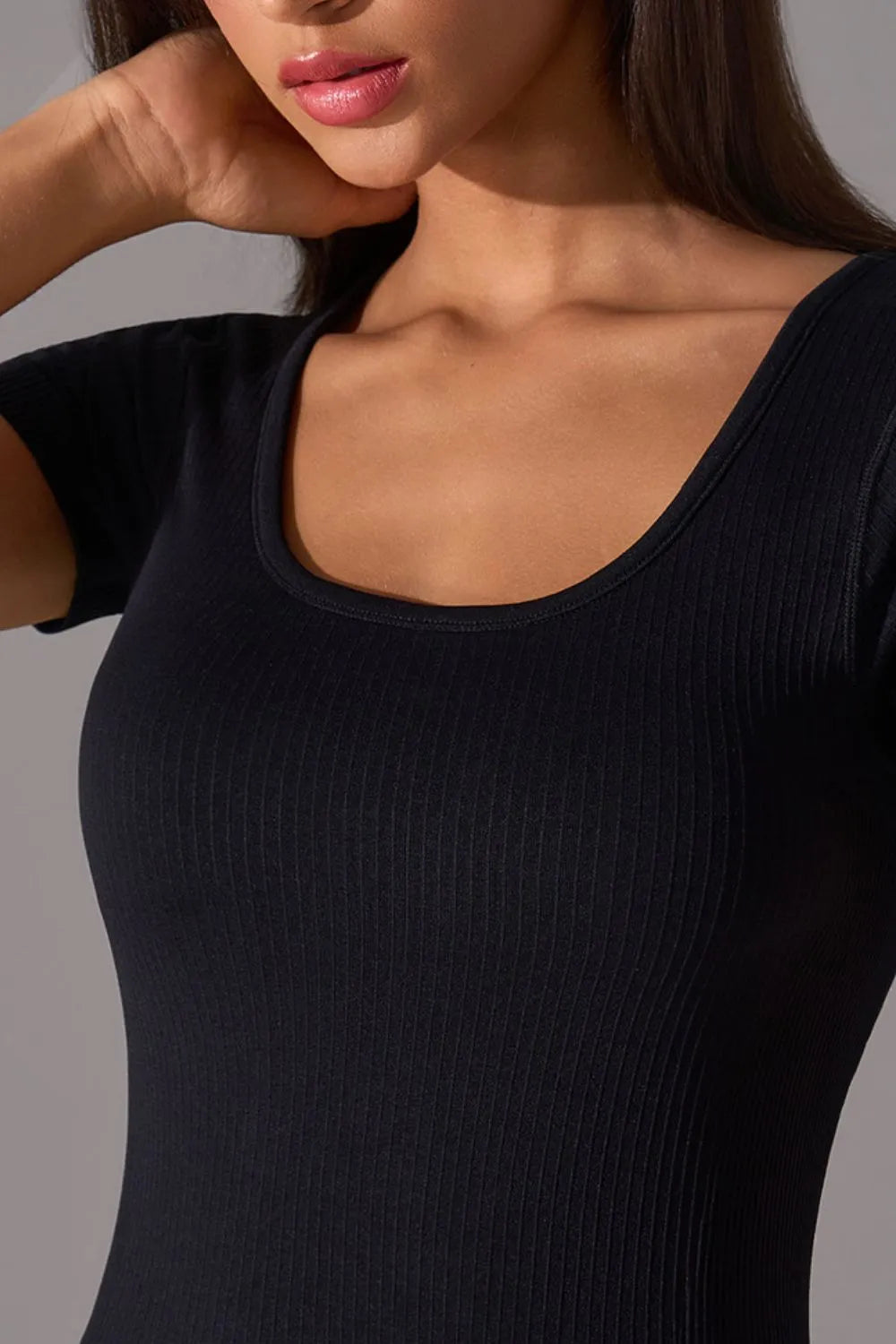 Square Neck Workout T-Shirt with Removable Chest Pads - Perfect for Yoga, Gym & Running | Breathable Activewear Top for Women