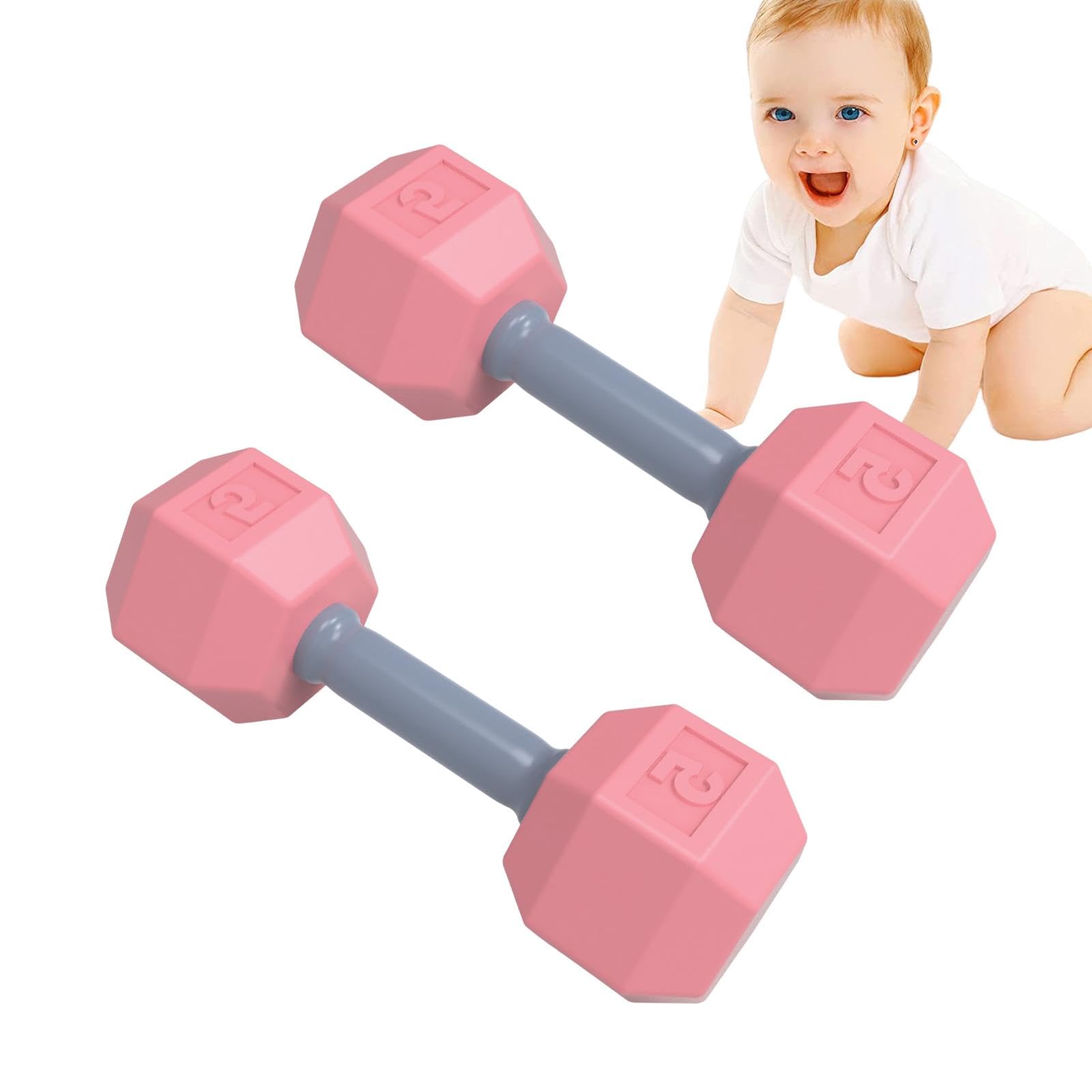 **Aizuoni Dumbbell Rattle Toy - 2-Piece Lightweight Sensory Gym Teether for Baby Workout & Exercise | Perfect for Teething, Sensory Play & Early Development**