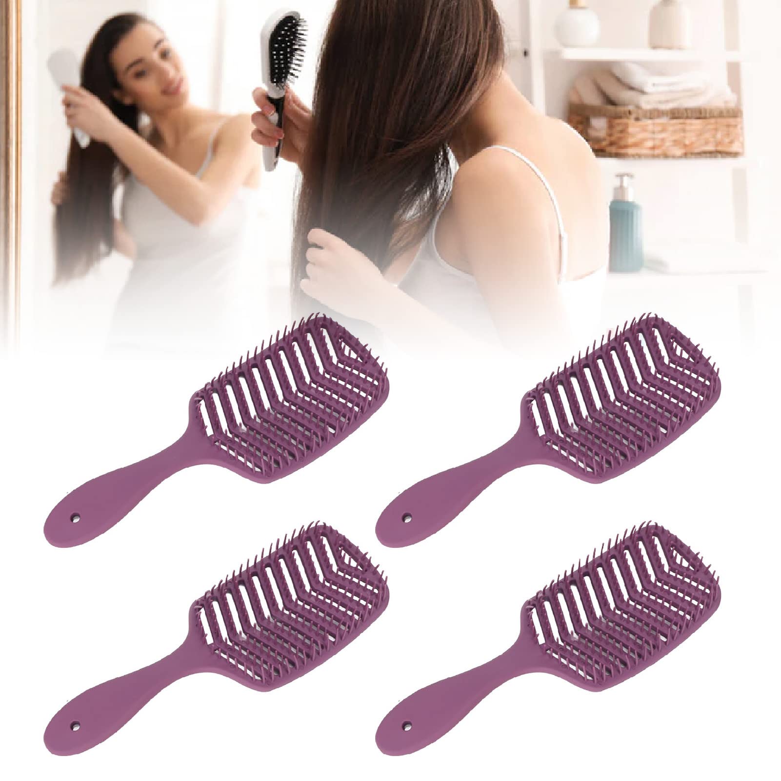 4Pcs Massage Hair Brush Set - Hollow Design Styling Comb for Wet & Dry Hair - Salon & Home Use for Relaxing Scalp Massage & Detangling