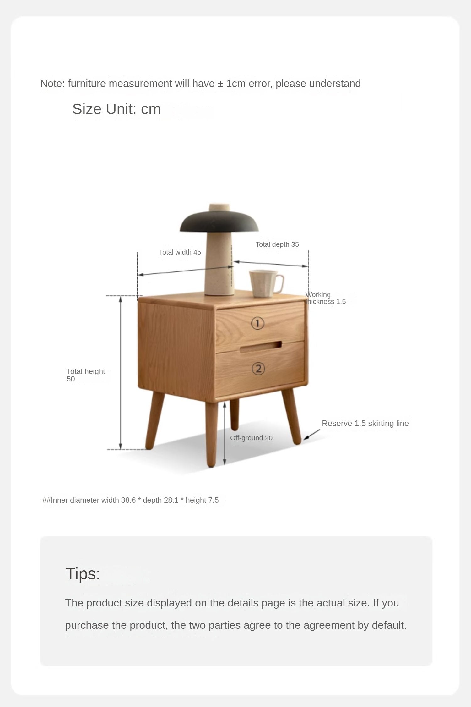Solid Oak Wood Nightstand - Sturdy Bedside Table for Bedroom, Living Room, or Office - Perfect for Storage and Decor
