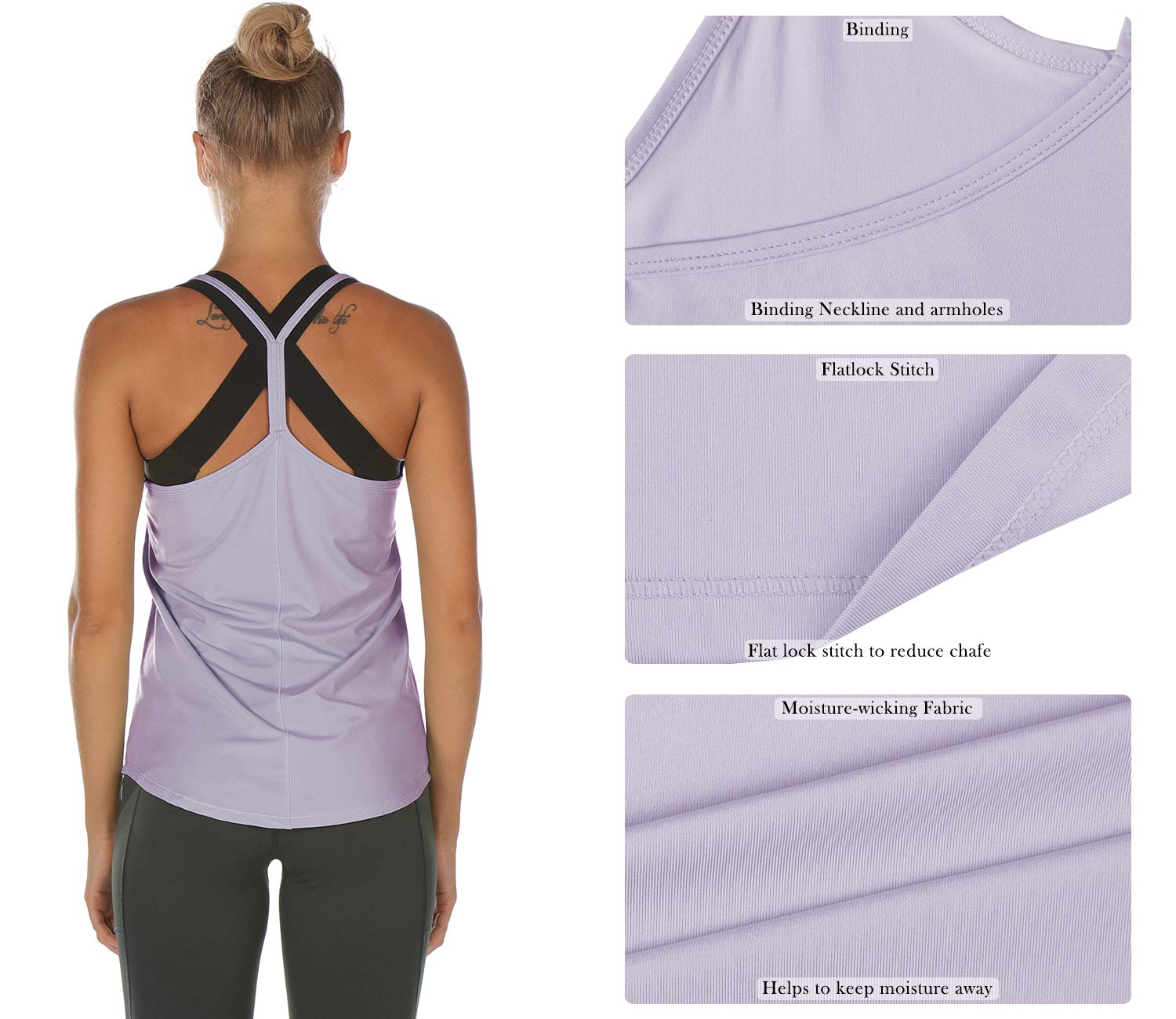 IcyZone Women's Workout Tank Tops - Breathable Athletic Yoga Shirts with Open Back & Straps for Running, Gym & Fitness | Perfect for Yoga, Cardio & Summer Workouts