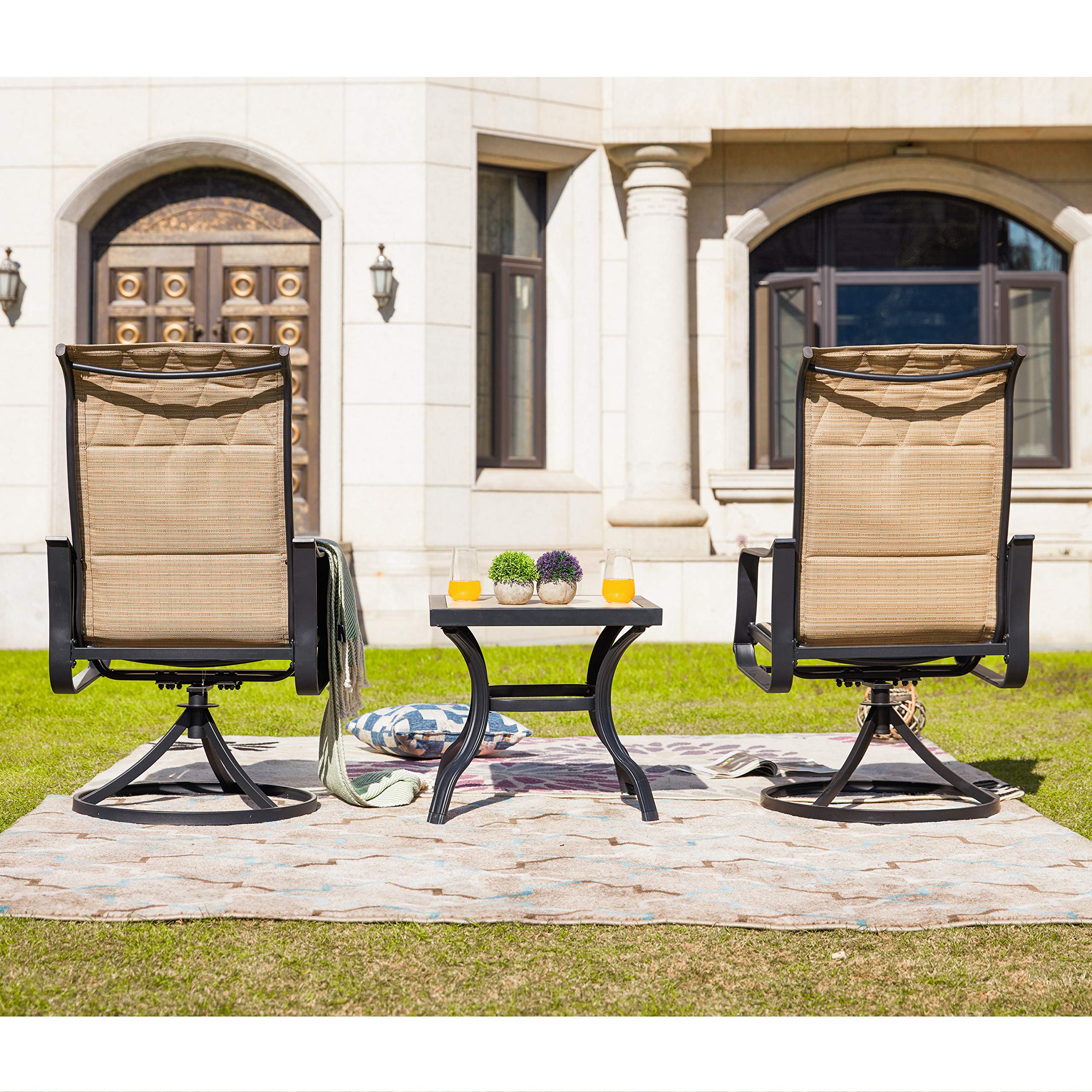LOKATSE HOME Patio 2-Piece Outdoor Swivel Chair Set with 21