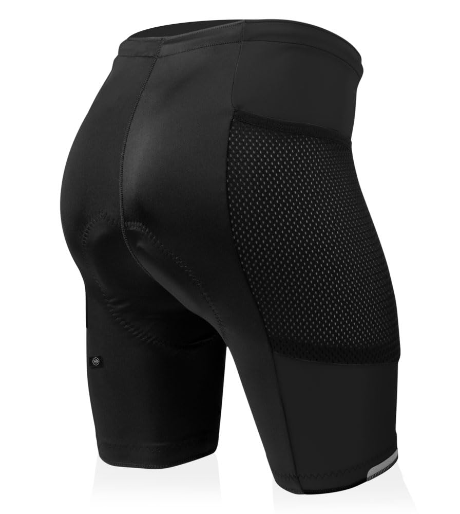 Women's Gel Touring Padded Bike Shorts - Long Distance Cycling with Mesh Pockets - Made in USA - Perfect for Road Biking, Spinning & Outdoor Adventures