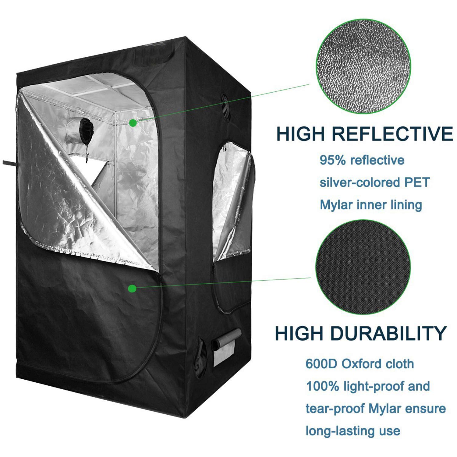 SunStream 5x5 Grow Tent Kit - 60x60x80 Inch Indoor Hydroponic System with Reflective Mylar, Waterproof Floor Tray & Observation Window - Perfect for Home Gardening, Seed Starting, and Indoor Plant Cultivation