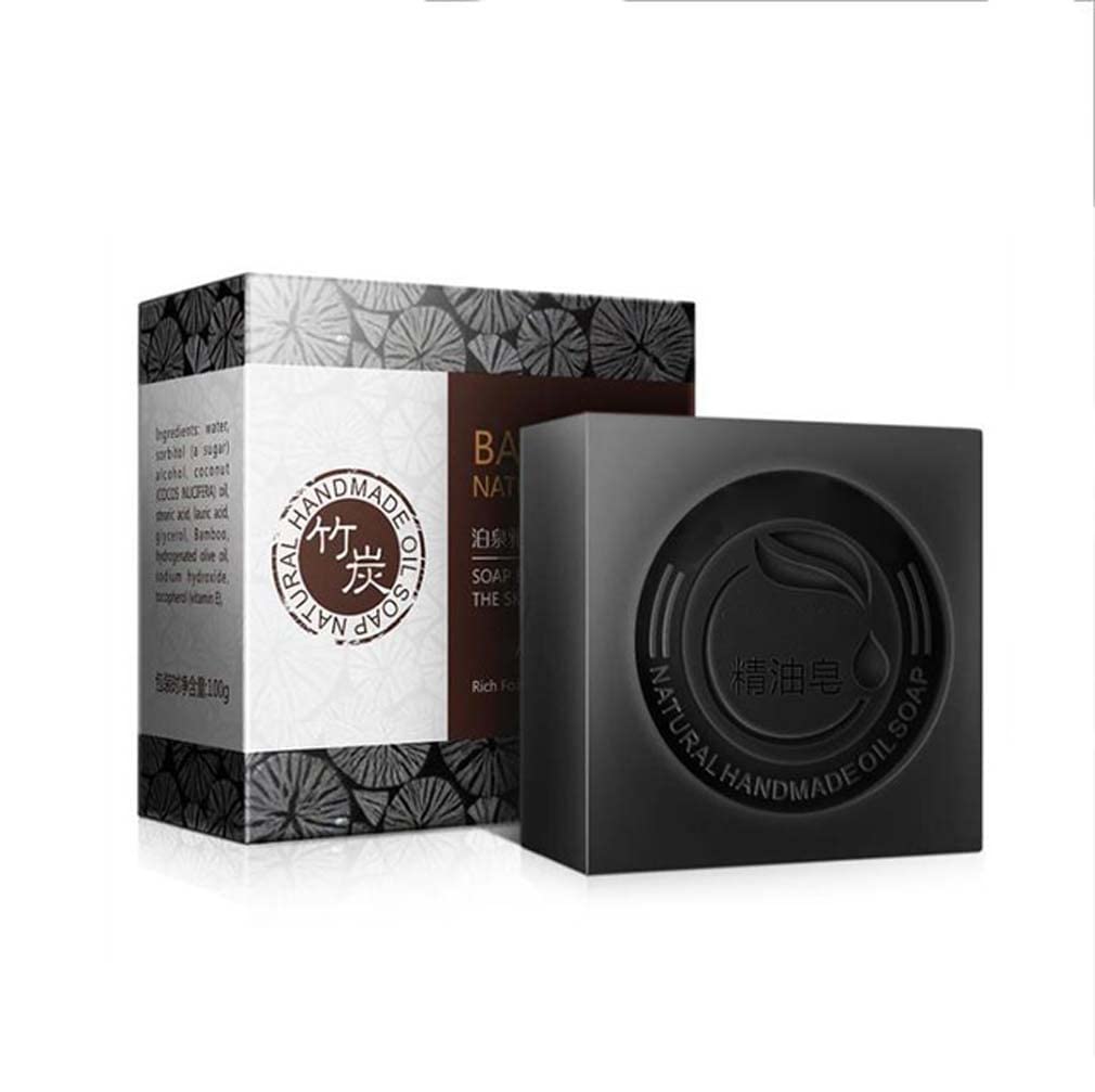 YYZYV 2022 Black Bamboo Oil Soap - Natural Organic Herbal Extracts for Whitening & Cleansing | Handmade Face & Body Bar Soap for All Skin Types | Perfect for Daily Skincare, Acne Treatment & Gentle Exfoliation