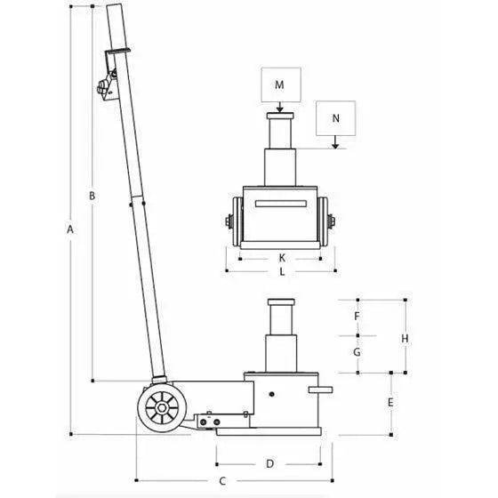 ESCO YAK 44/22 Ton Air Hydraulic Portable Floor Jack - Heavy Duty Vehicle Lift for Trucks, SUVs & Auto Repair Shops
