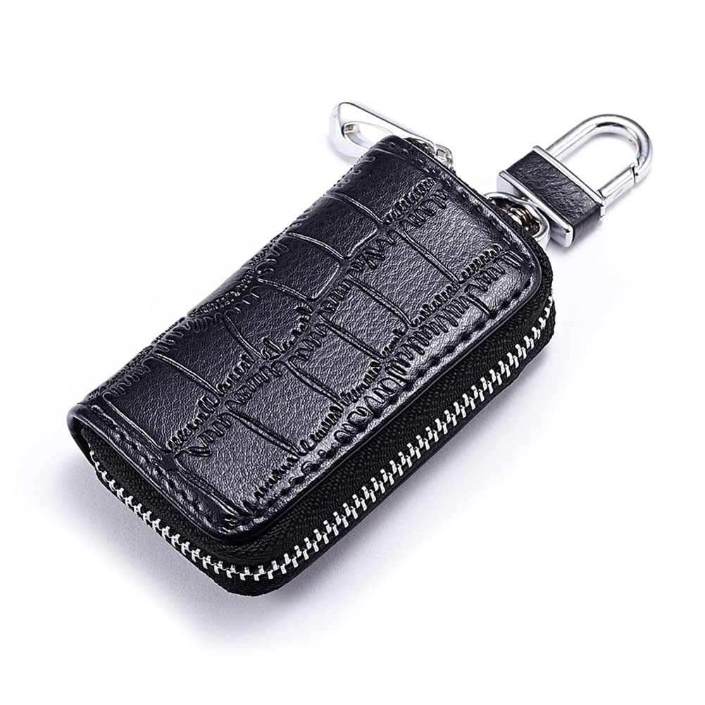 Premium Leather Car Key Case Holder - Durable Smart Key Chain & Zipper Key Fob Protector for Toyota, Honda, Ford | Perfect for Everyday Use, Travel & Key Organization