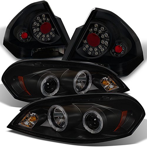 AKKON Black Smoked LED Halo Headlights & LED Tail Lights for 2006-2013 Chevy Impala - Upgrade Your Car Lighting for Night Driving & Enhanced Style