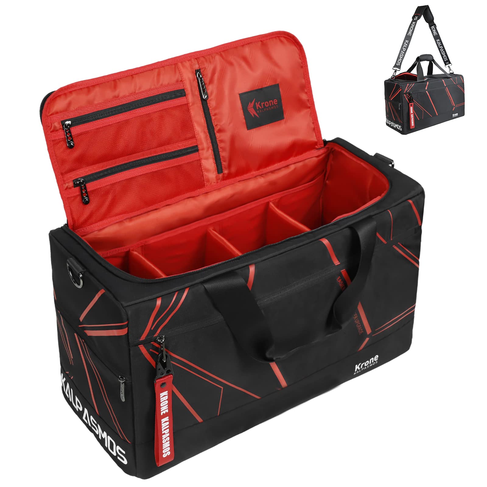 Krone Kalpasmos Versatile Travel Duffel Bag with 3 Removable Dividers - Waterproof Gym Bag for Men & Women, Sports Gear Storage, Workout Essentials Organizer - Perfect for Gym, Travel, Sports & Weekend Getaways