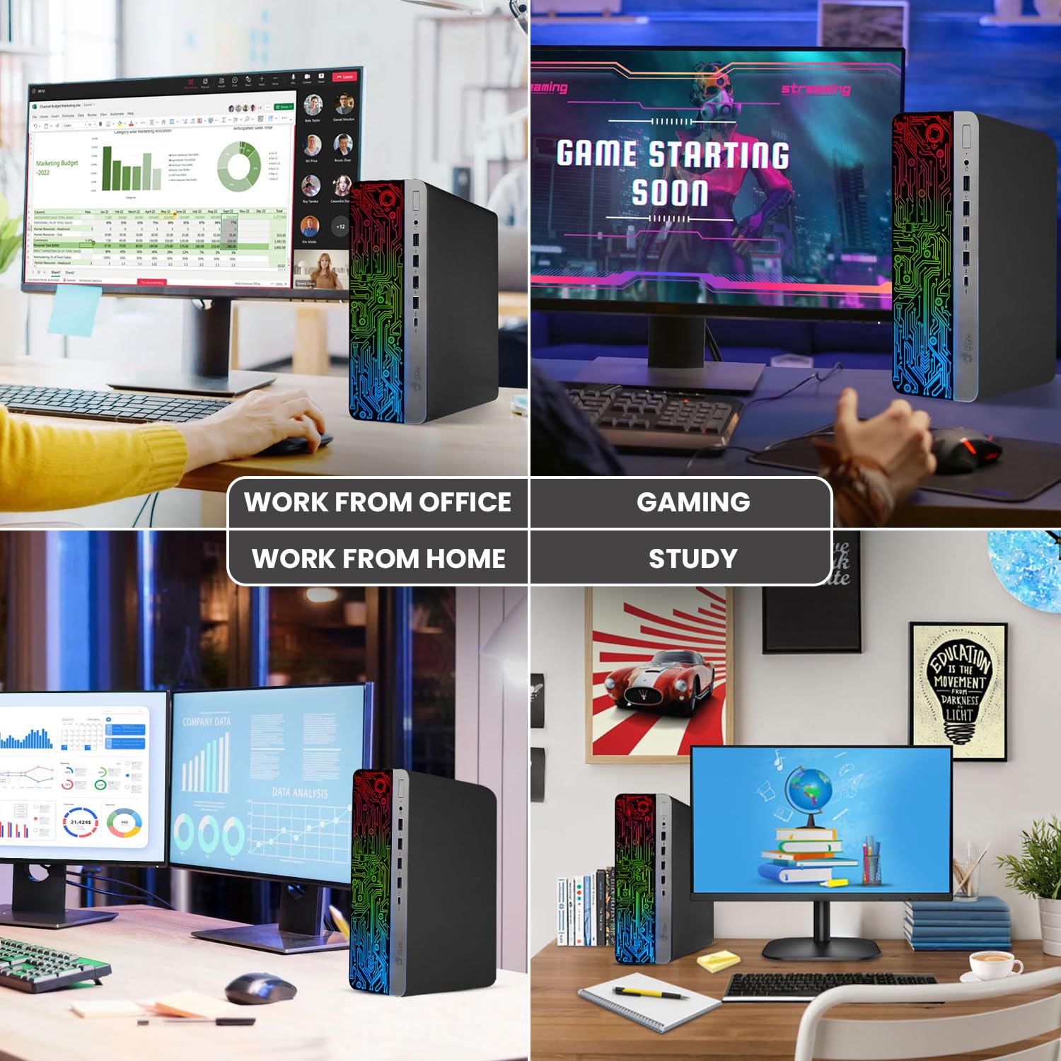 RGB Gaming PC & Monitor Bundle - Intel Core i5-6th Gen, 16GB DDR4, 512GB SSD, NVIDIA GT 1030 2GB, 22