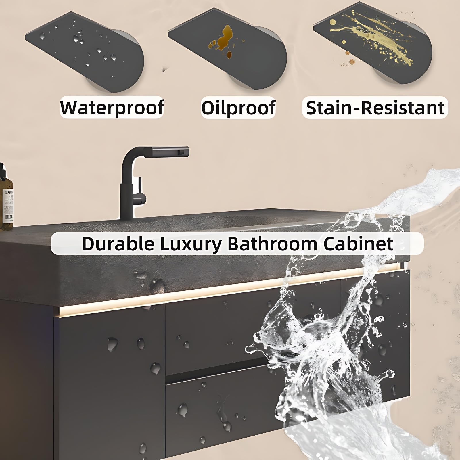 Modern LED Bathroom Vanity Set with Smart Mirror & Sink - 40IN Grey Storage Cabinet for Home Bathroom