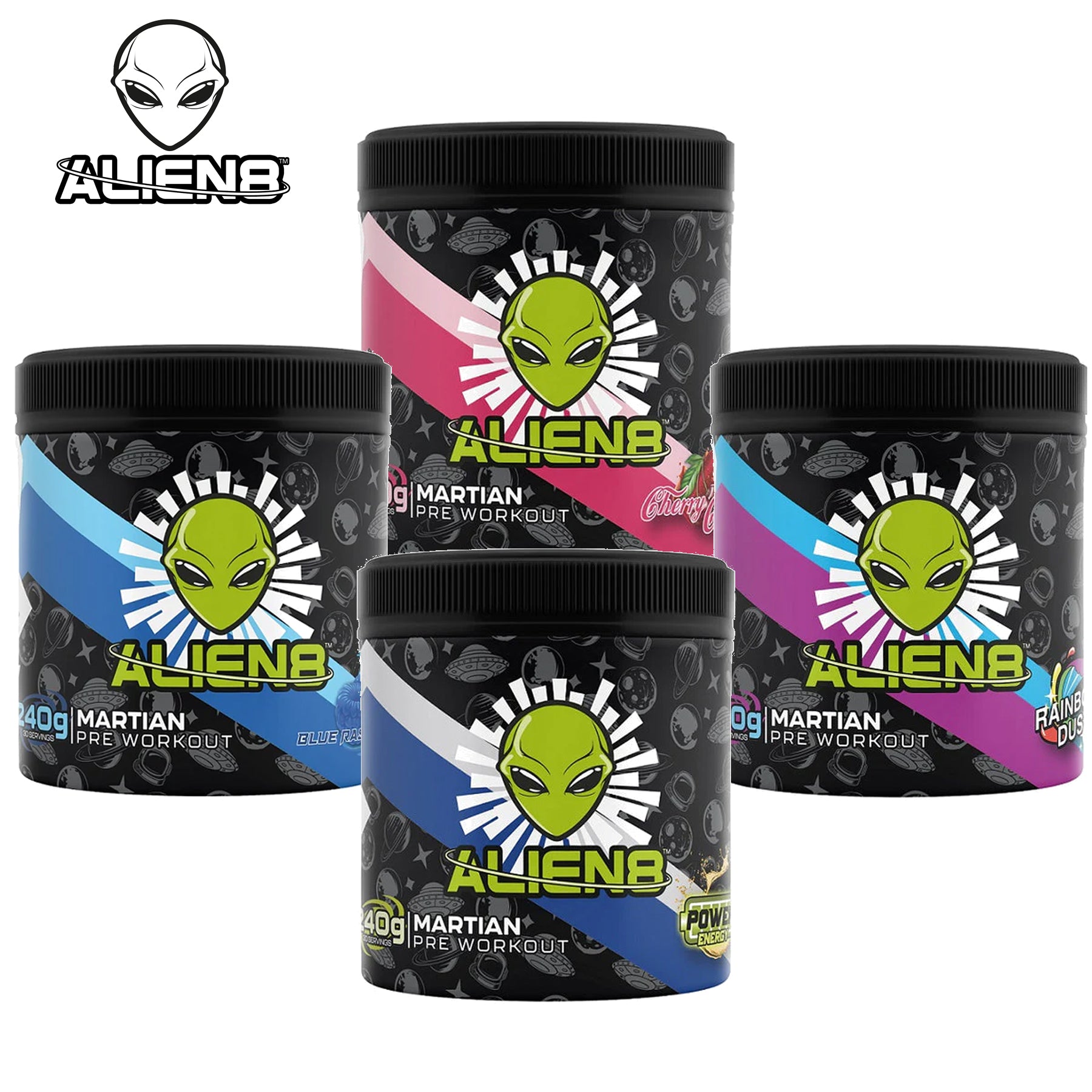 Alien8 Martian Pre Workout Powder 240g - Energy Booster for Gym & Fitness Enthusiasts | Supports Focus & Endurance for Intense Workouts