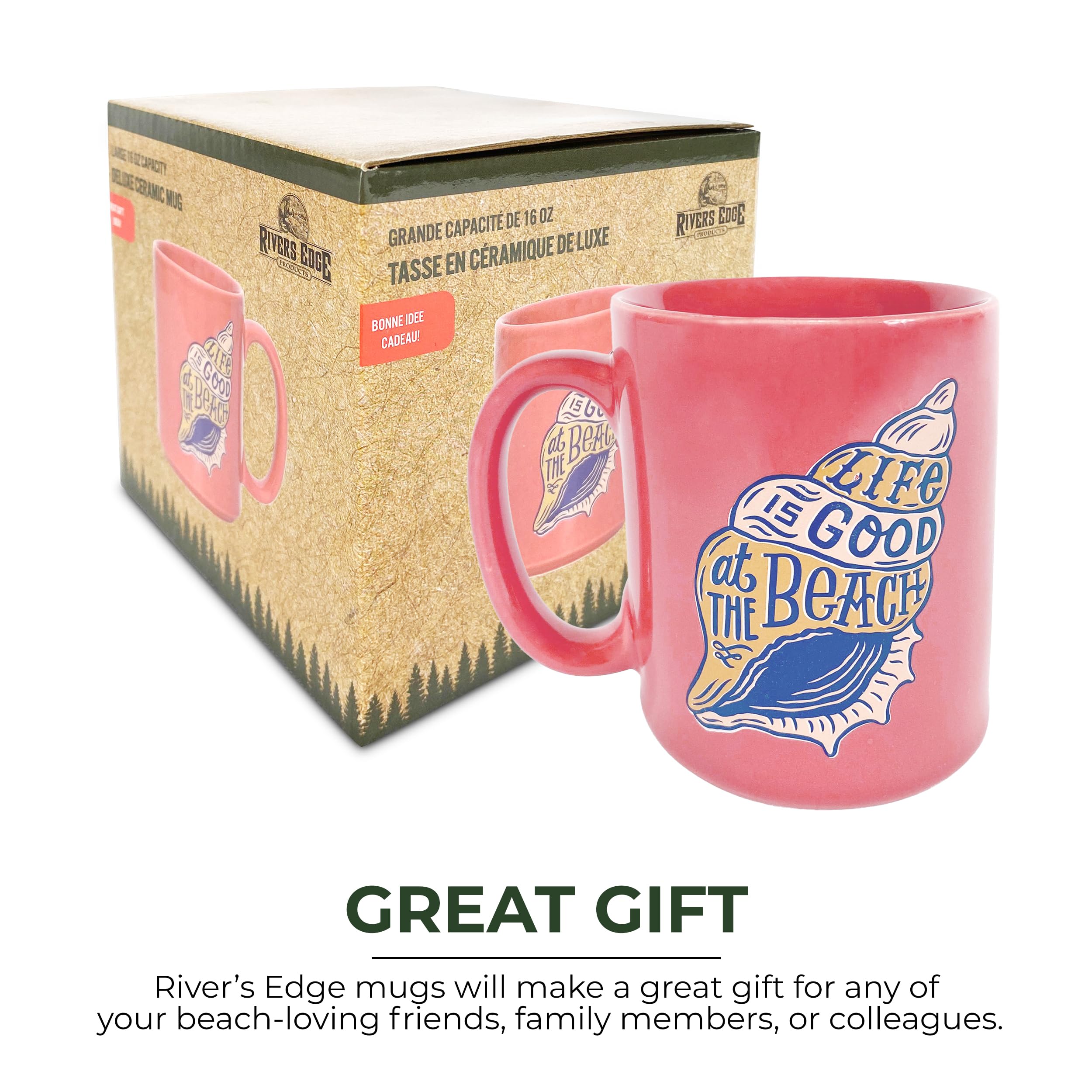Coral Ceramic Coffee Mug 16oz - Espresso & Tea Cup for Beach Life