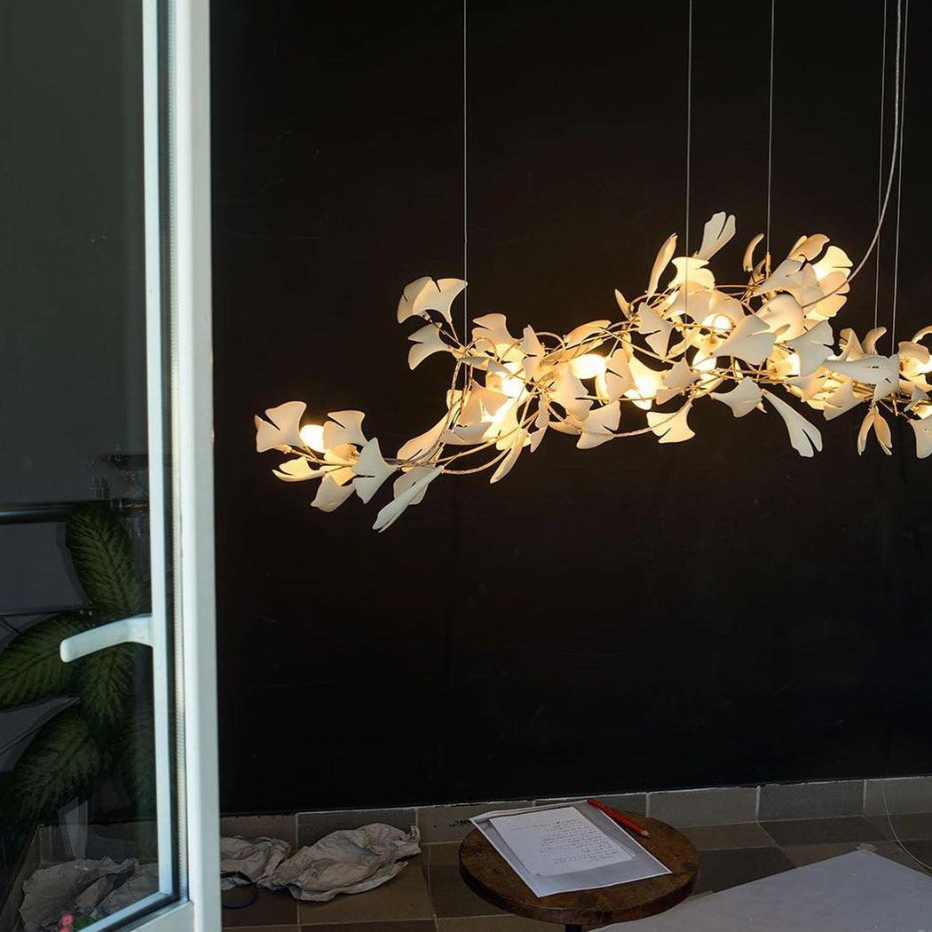 Ginkgo Leaf Chandelier - Elegant Modern Ceiling Light Fixture for Dining Room, Living Room & Bedroom Decor