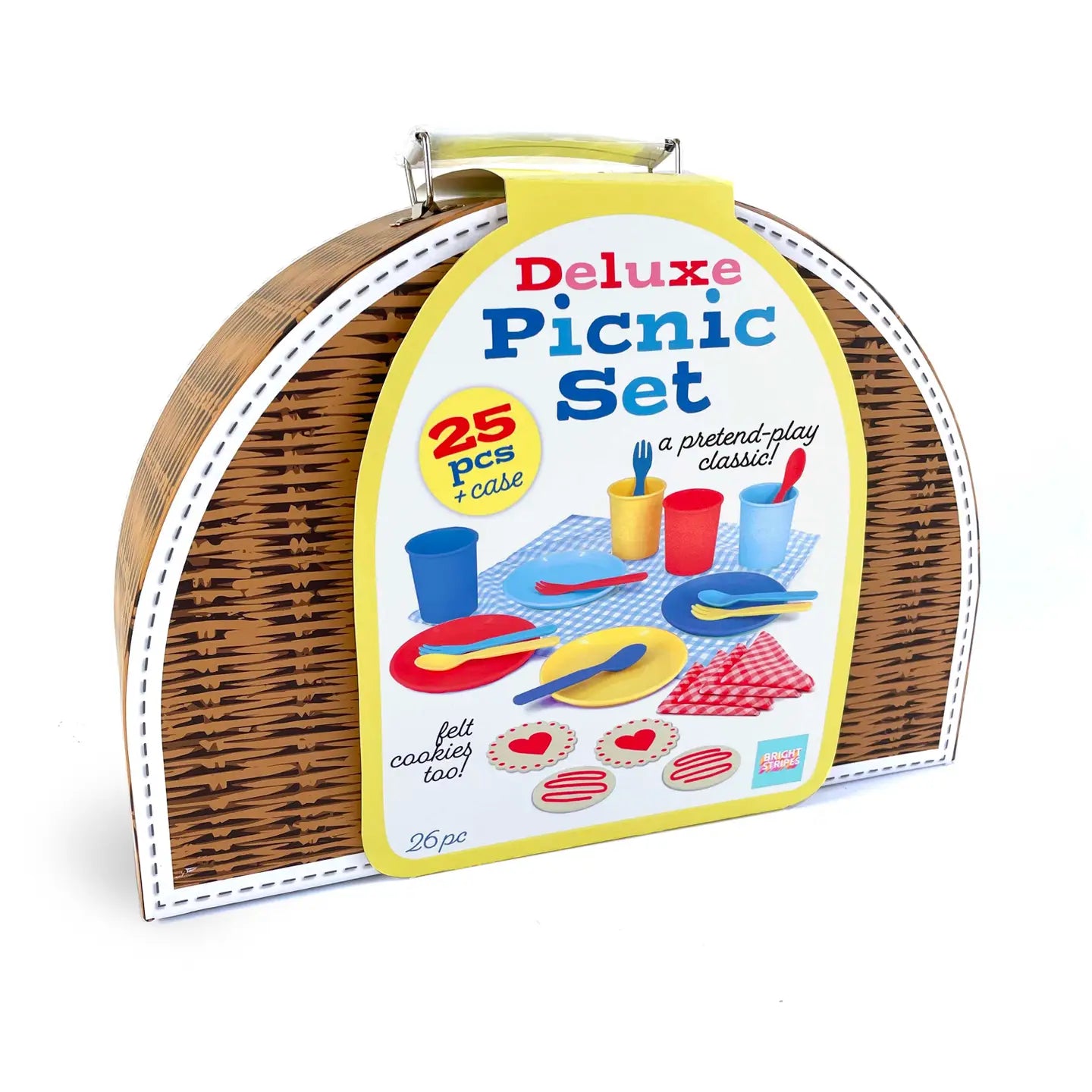Premium 25-Piece Picnic Basket Set with Insulated Carry Bag - Complete Outdoor Dining Kit for Camping, Beach & Park Outings by Bright Stripes