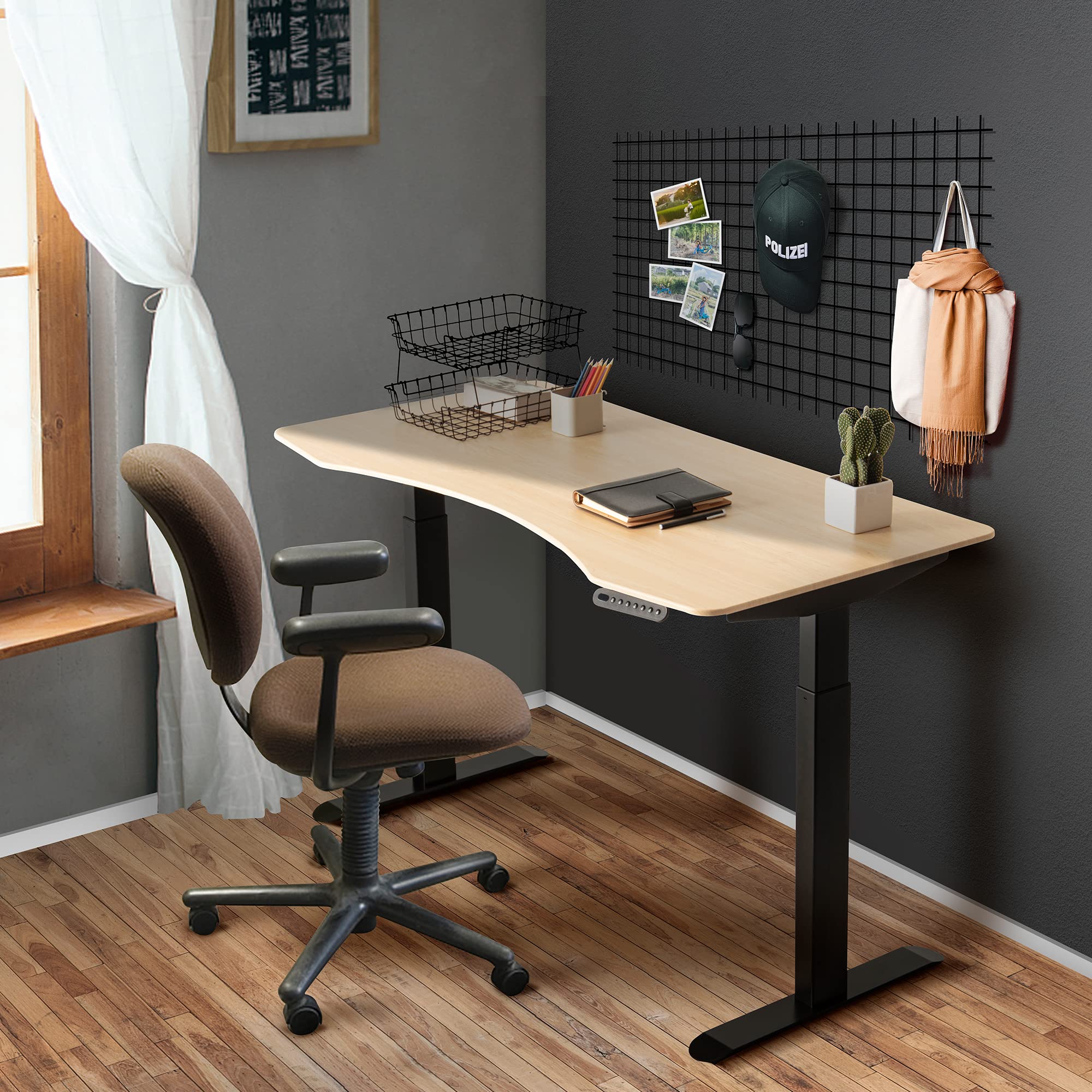Electric Stand Up Desk Frame - Dual Motor Adjustable Height Standing Desk Base with Thick Legs, Black (680 Frame Only) - Perfect for Home Office & Workspace Ergonomics