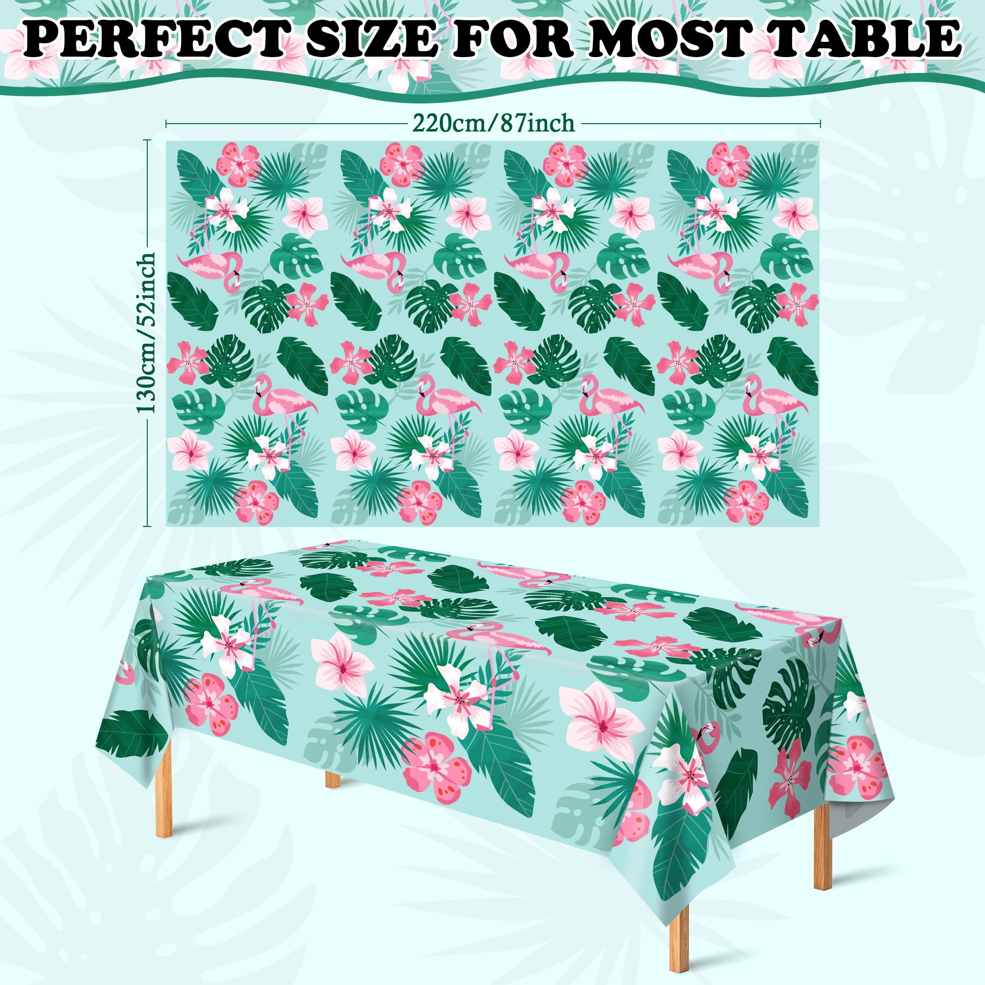 OHOME Hawaiian Luau Party Decorations Set - 2 Pack Tropical Plastic Tablecloths with Palm Leaves Design for Summer Beach, Tiki, and Themed Parties - Perfect for Backyard BBQs, Pool Parties, and Island-Inspired Events