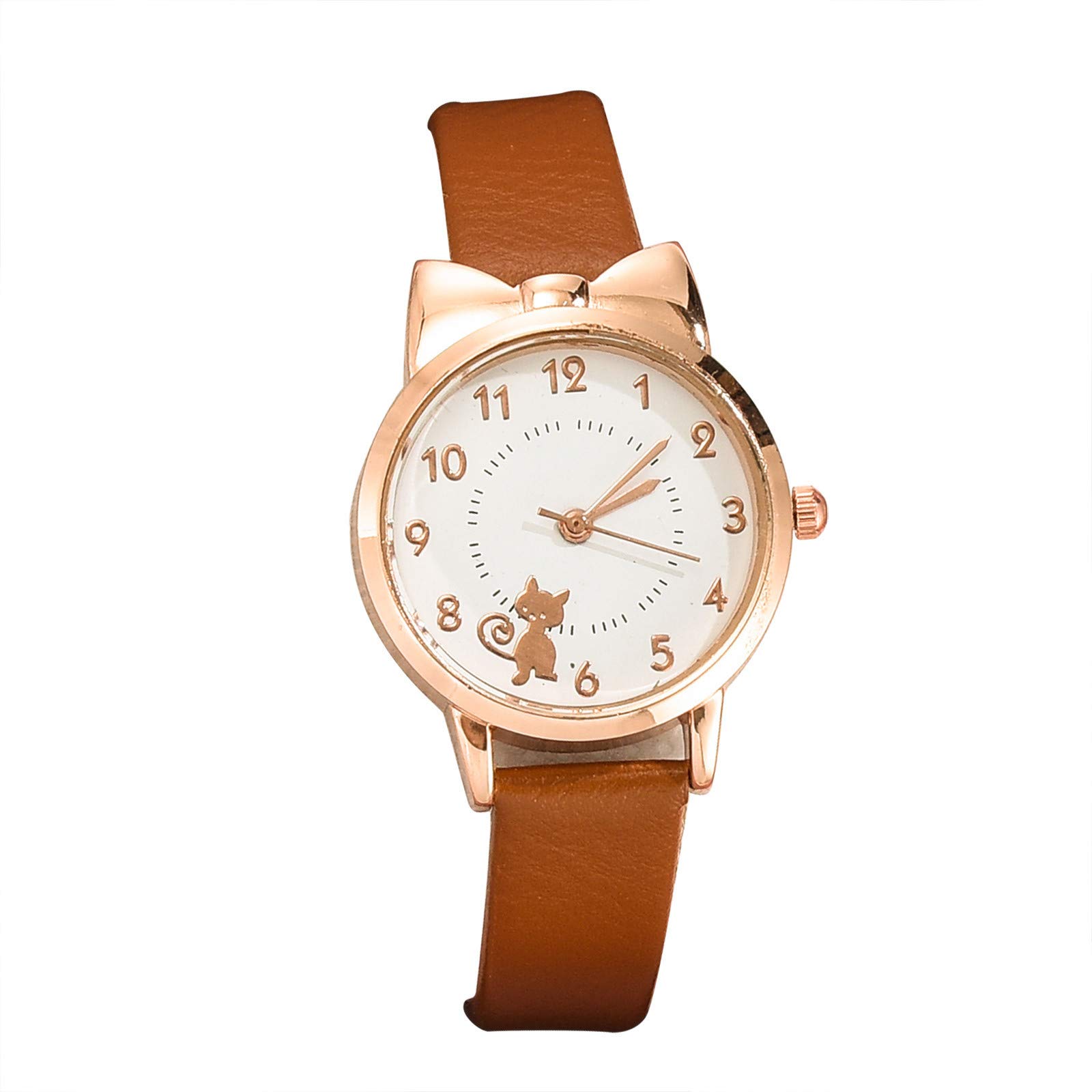 Stylish White Cat Quartz Watch for Women - Korean Fashion Trend, LED Light Up, Casual & Elegant | Perfect for Daily Wear, Parties & Gifts