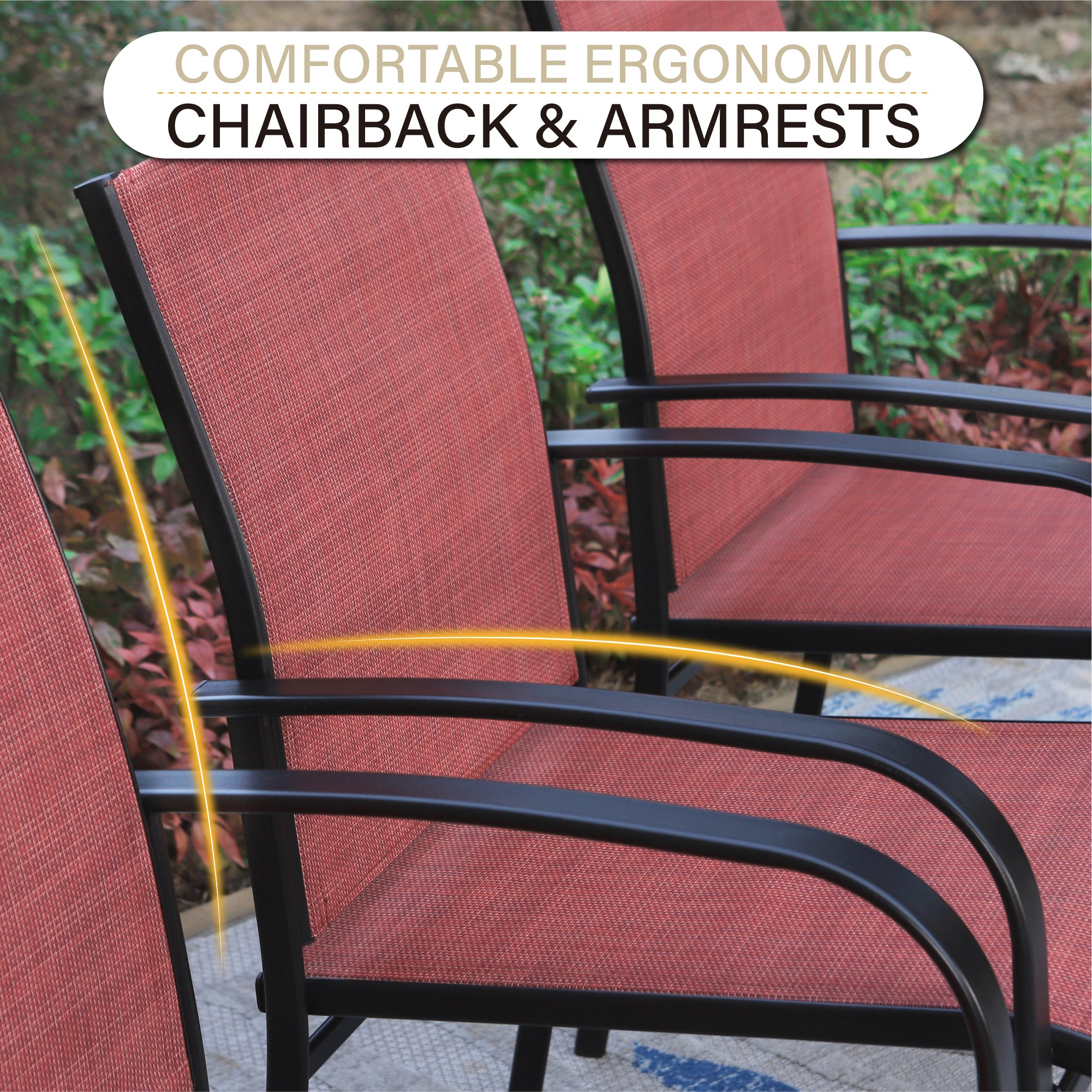 Sophia & William 5-Piece Outdoor Patio Dining Set with Square Table & Lightweight Textilene Chairs - Perfect for Backyard, Garden, Poolside & Outdoor Entertaining