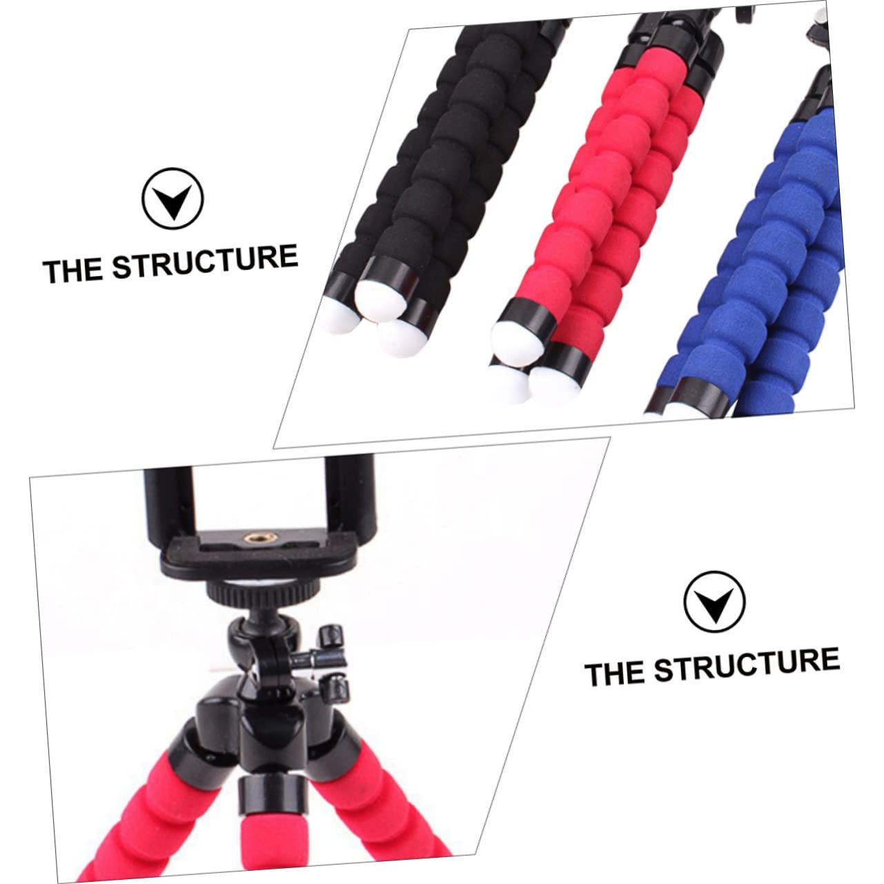 HOMSFOU 3-Pack Adjustable Smartphone Tripod Stand with Flexible Legs - Portable Phone Holder for Travel, Vlogging, Photography & Live Streaming - Compatible with iPhone, Android & Most Smartphones