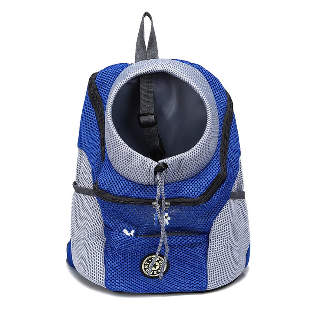 Portable Dog Carrier Backpack - Breathable Mesh Pet Travel Bag for Small Dogs, Double Shoulder Strap Design, Front & Back Carry Options - Perfect for Hiking, Travel, and Outdoor Adventures (Blue, Size S)