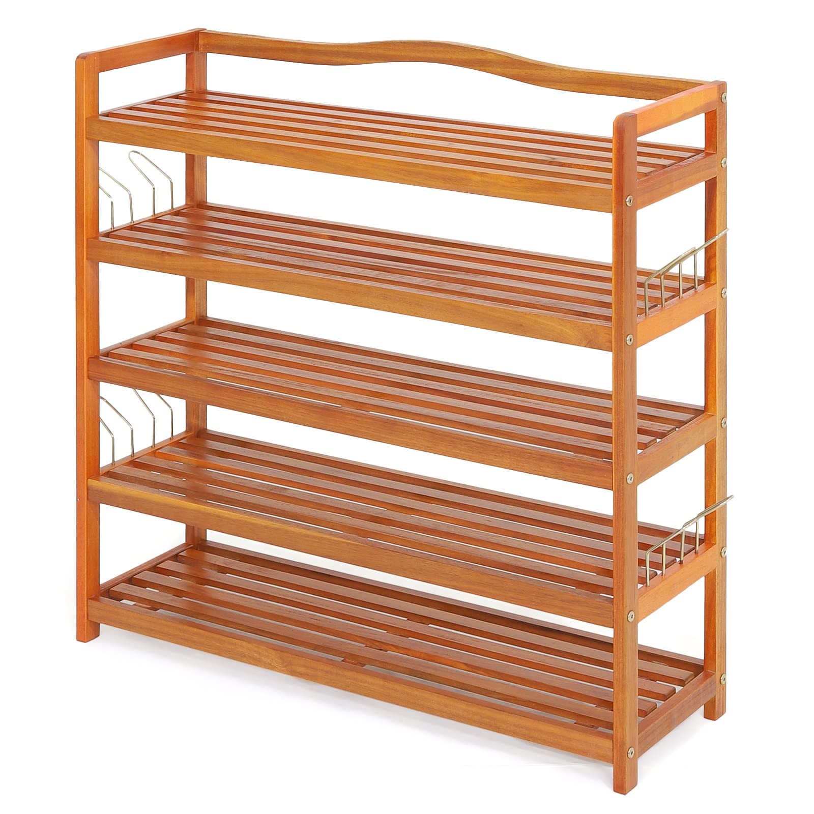 5-Tier Shoe Rack Organizer - Acacia Wood Entryway Storage Shelf | Free Standing Shoe Shelf for Hallway, Closet & Mudroom Organization | Durable Shoe Storage Solution for Home & Apartment