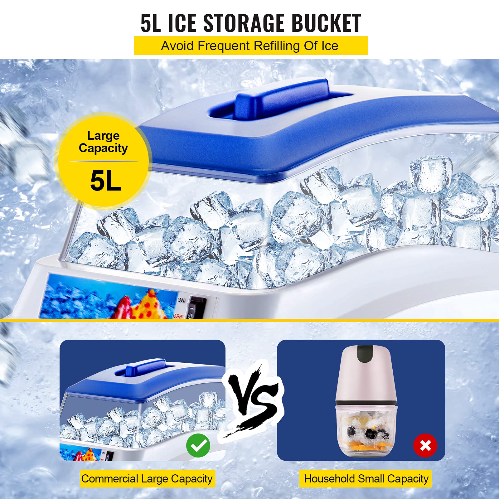 VEVOR 110V Commercial Ice Shaver Crusher 441LBS/H with 11LBS Hopper, 300W Electric Snow Cone Maker Machine - 320 RPM Tabletop Ice Shaving for Parties, Events, Snack Bars & Home Use - Perfect for Margaritas, Slushies, and Frozen Drinks