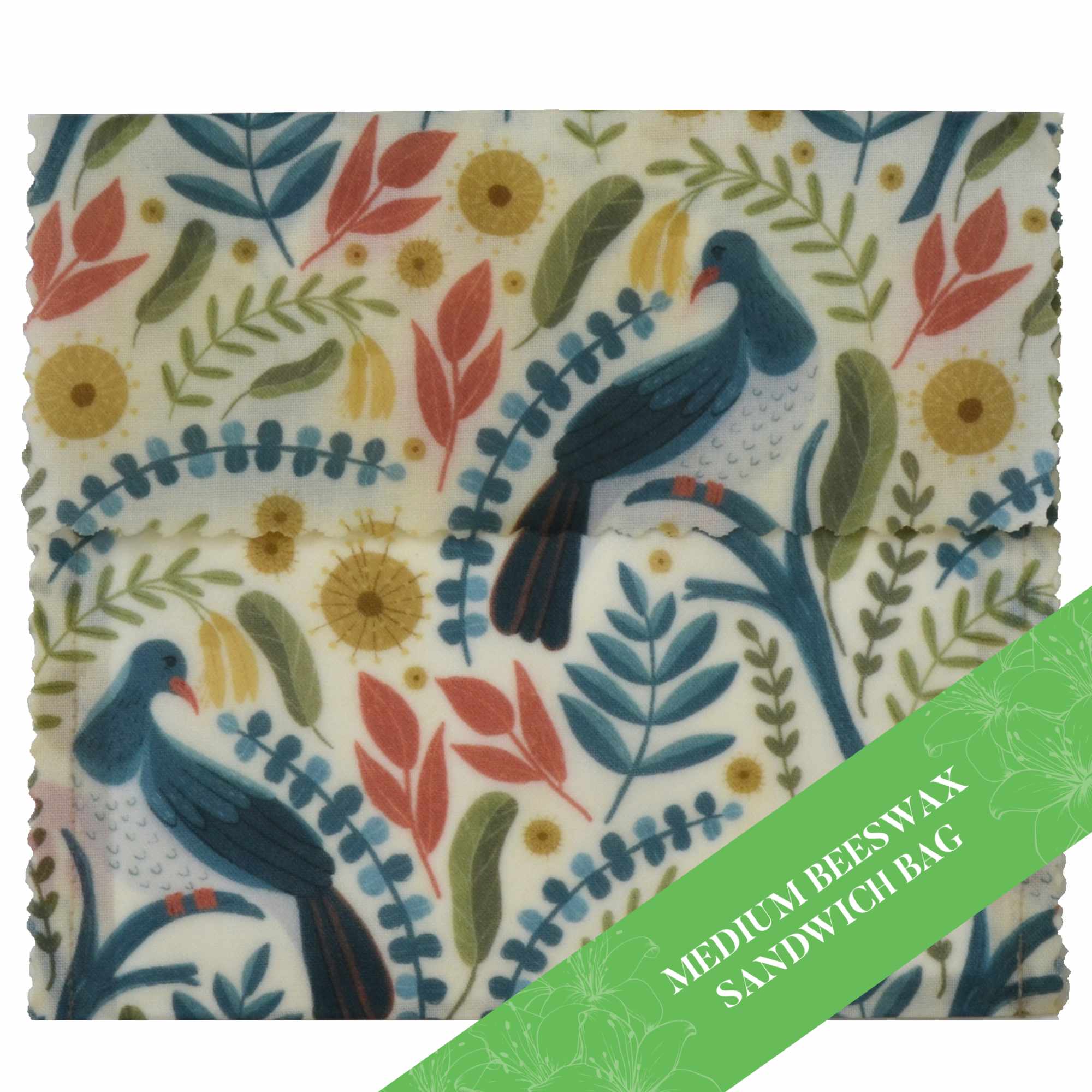 Kereru Medium Sandwich Bags - 50 Pack, BPA Free & Leak Proof Reusable Snack Bags for School, Work, Picnics & Travel - Eco-Friendly Food Storage Solution