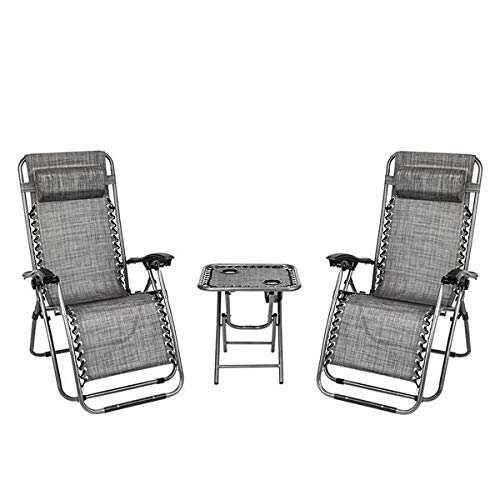 2PCS Zero Gravity Lounge Chair with Cup Holder - Portable Outdoor Recliner for Patio, Poolside, Beach & Camping - Comfortable Grey Adjustable Chair for Relaxation