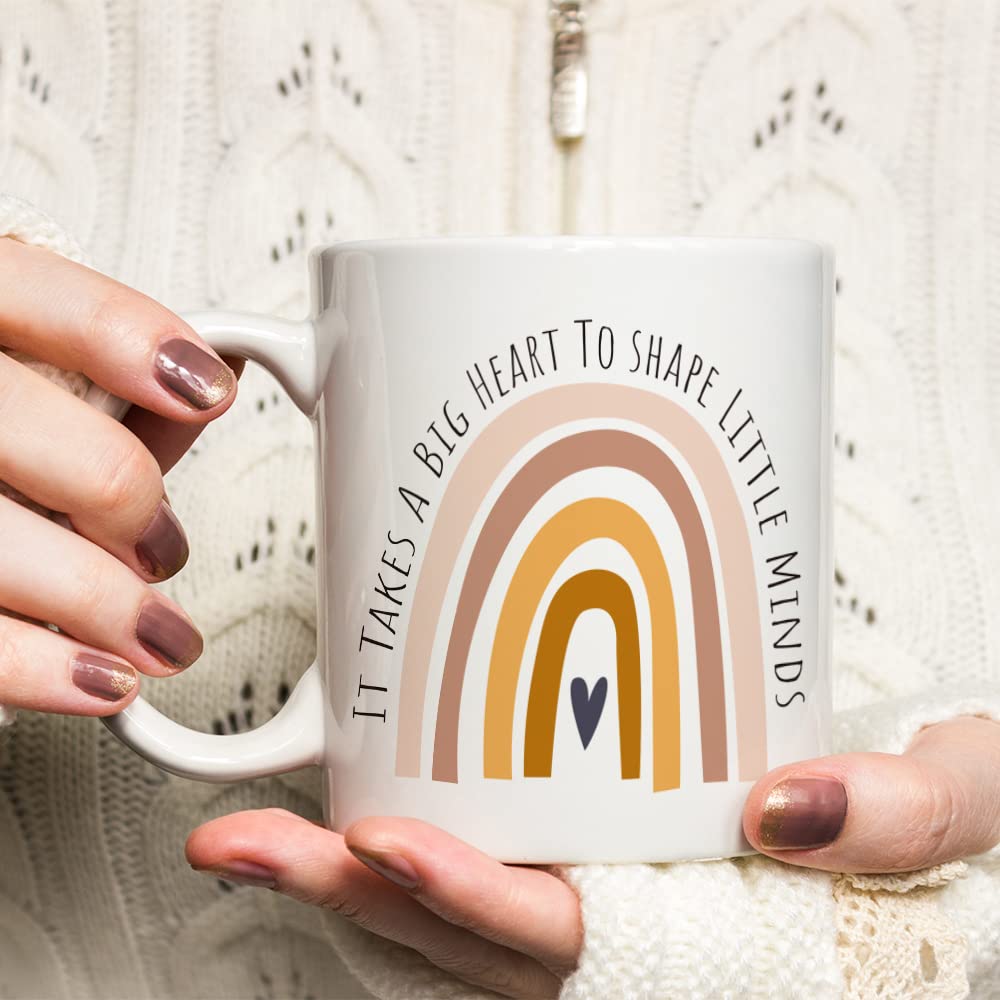Fatbaby Teacher Appreciation Coffee Mug - 'It Takes A Big Heart To Shape Little Minds' Inspirational 11oz Tea Cup - Perfect Teacher's Day Gift, End of Year Present & Classroom Appreciation - Great for Coffee, Tea or Hot Chocolate