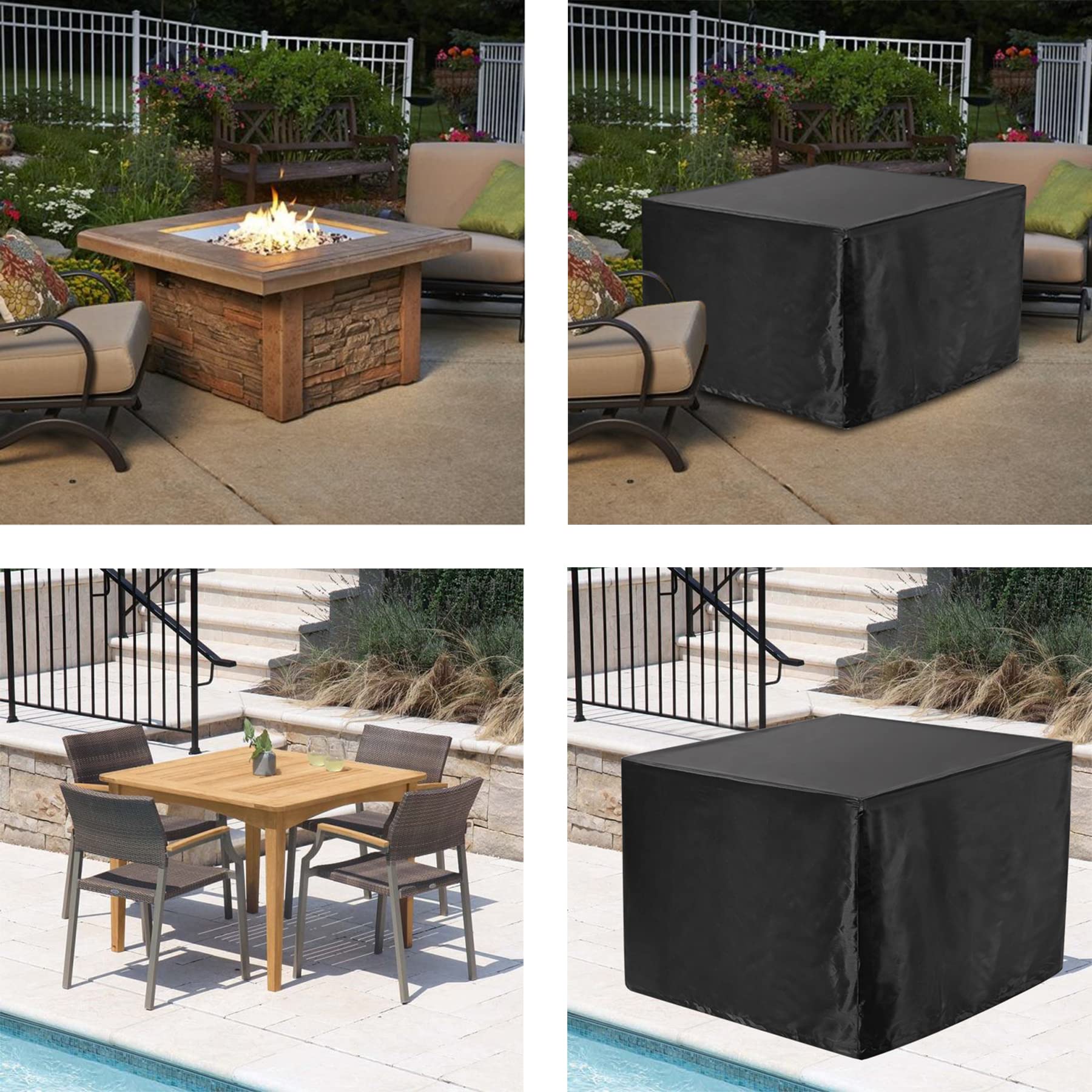 Heavy Duty Waterproof Square Fire Pit Cover 40x40x20 Inches - Outdoor Patio Furniture Protector for All Weather, UV Resistant Black Fire Pit Table Cover - Perfect for Backyard, Deck, and Garden Use