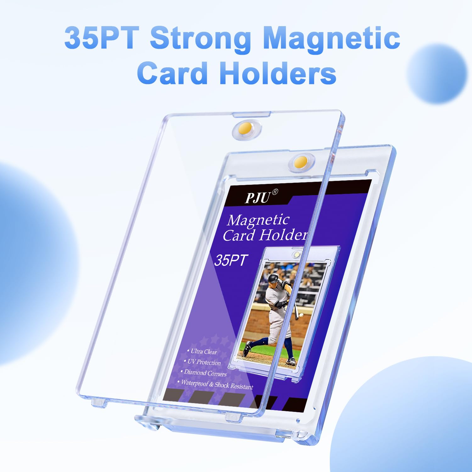 120ct Magnetic Card Holder for Trading & Sports Cards - 35pt One Touch U-V Protection Hard Plastic Case - Perfect for Baseball, Game & Collectible Cards Display & Storage