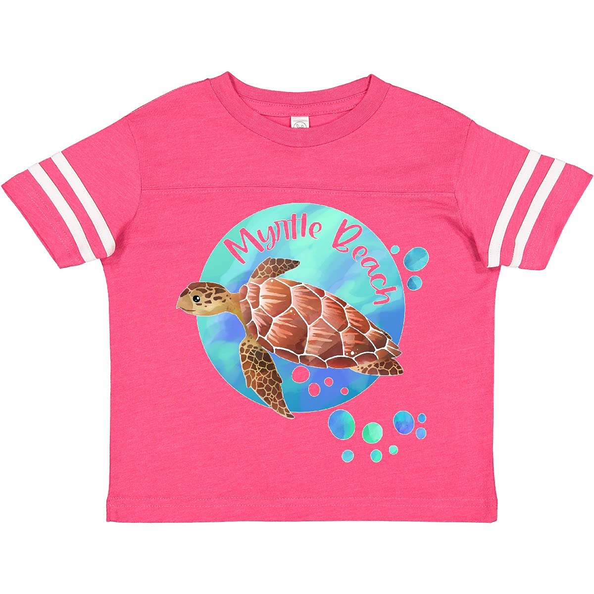 Inktastic Myrtle Beach Sea Turtle and Bubbles Toddler T-Shirt - Cute Ocean Animal Graphic Tee for Boys & Girls - Perfect for Beach Vacations, Summer Outfits & Playdates