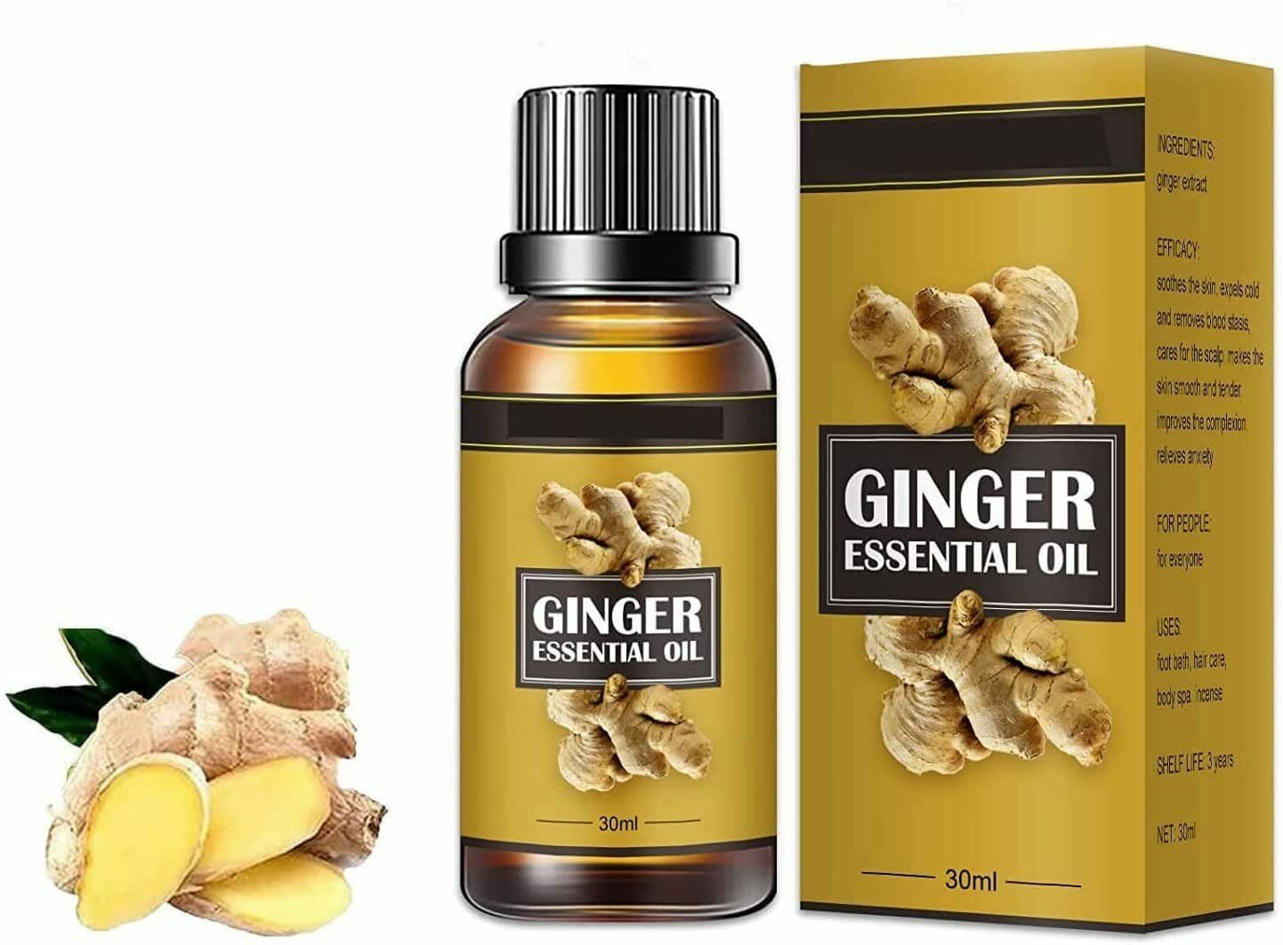 Baretastic Lymph Ginger Oil for Belly Drainage & Lymphatic Support | Pure Ginger Essential Oil (1pc) – Perfect for Massage, Aromatherapy & Relaxation