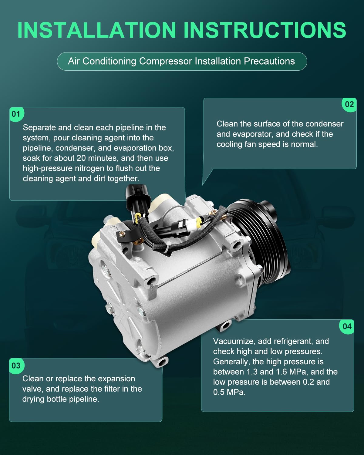 SCITOO AC Compressor with Clutch Compatible for 2001-2005 Dodge Stratus - Replacement Part for Car Air Conditioning System - Perfect for Summer Cooling & Auto Repair