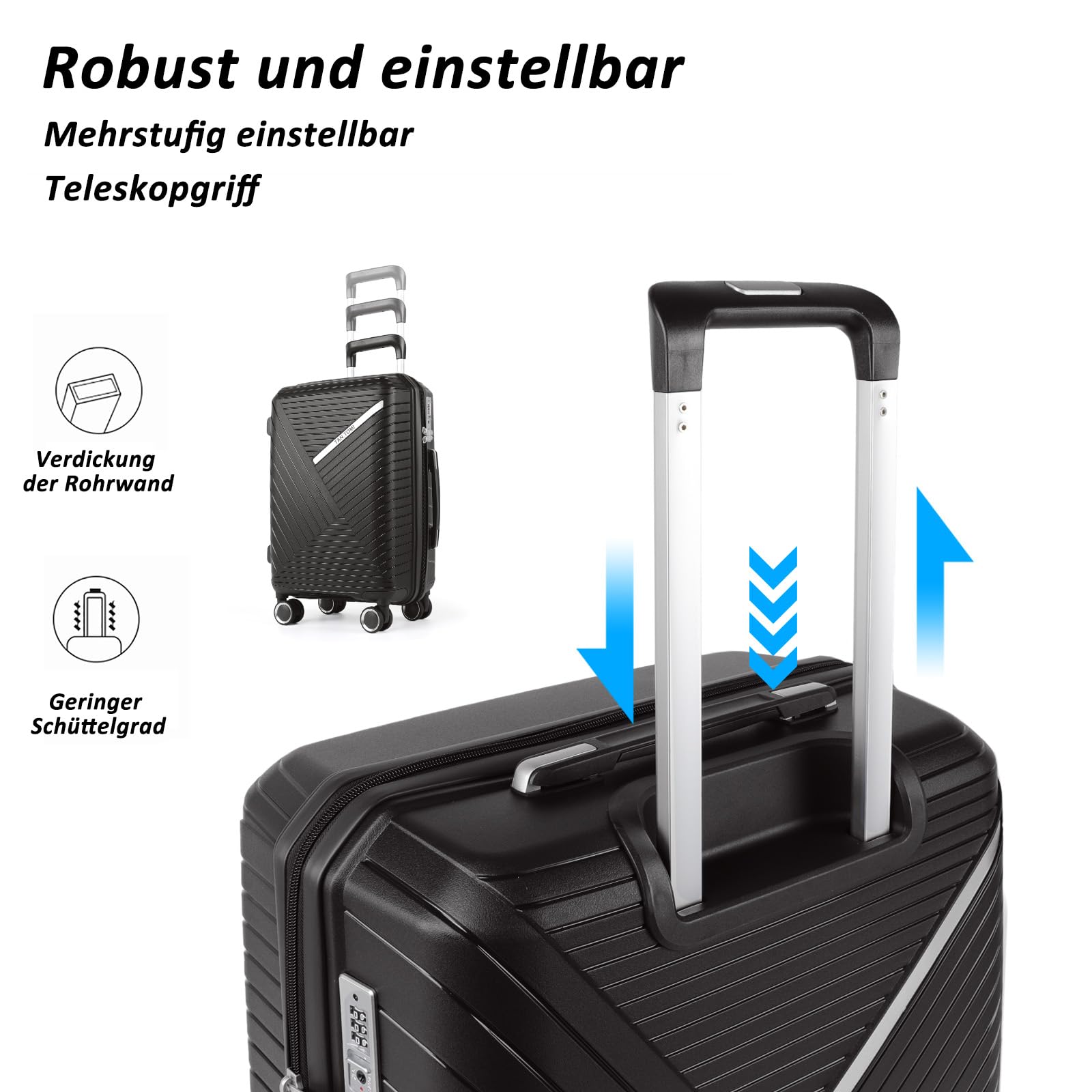 TAN.TOMI 3-Piece Hard Shell Luggage Set with TSA Lock, Spinner Suitcases with 4 Wheels - Perfect for Business Travel, Family Vacations & International Trips