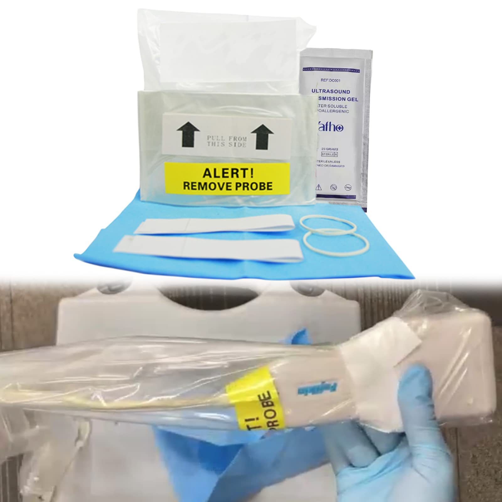 Sterile Latex-Free Disposable Ultrasound Probe Covers with Adhesive - 50 Pack (6