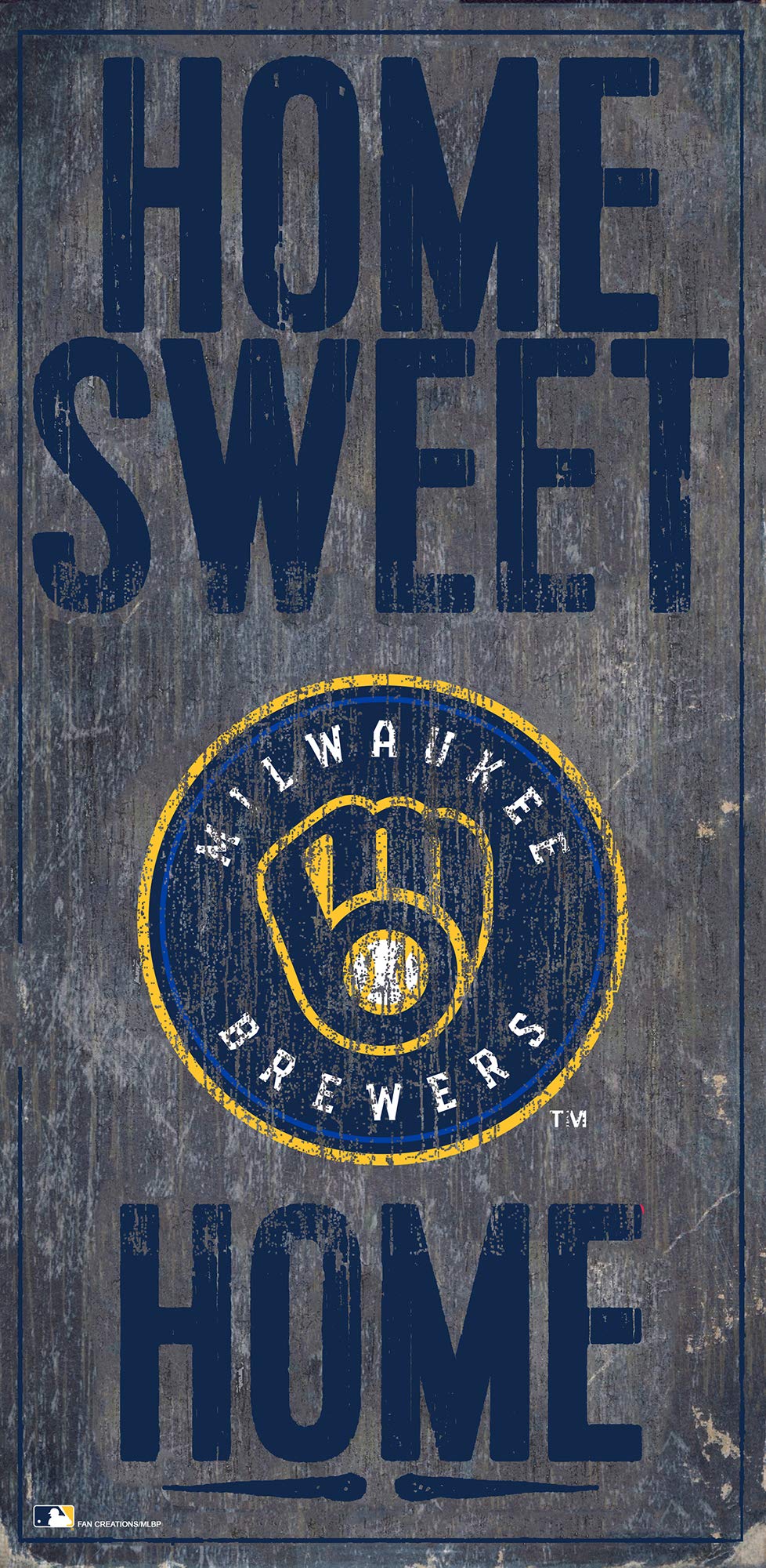 Fan Creations MLB Milwaukee Brewers Unisex Home Sweet Home Sign - Team Colors, 6 x 12 Inches - Perfect for Game Room Decor, Sports Fan Gifts & Baseball Themed Home Accessories