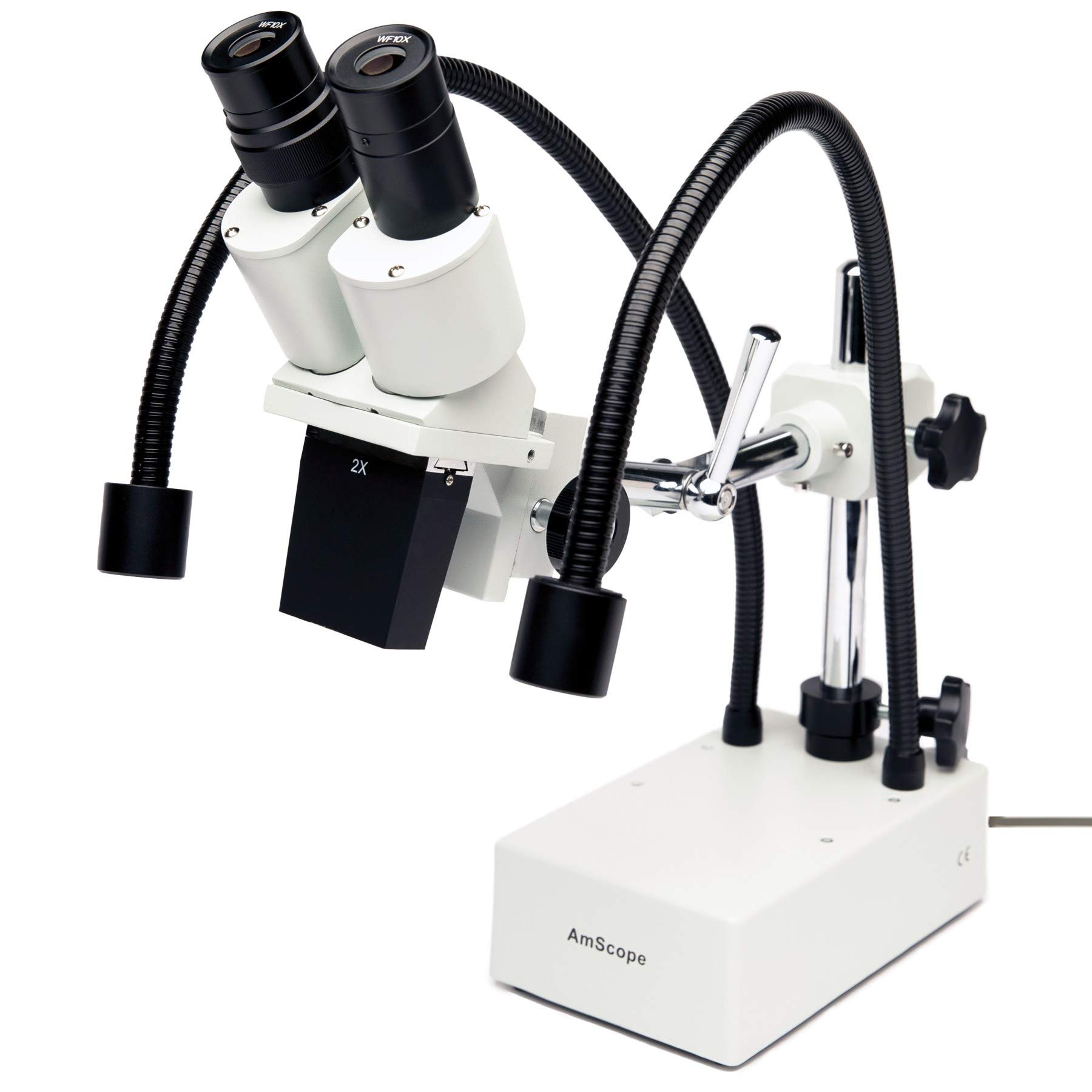 AmScope SE420-2L 20X Stereo Boom Microscope with Dual LED Lights - Compact Fixed Lens for Jewelry Repair, Coin Collecting & Electronics Inspection