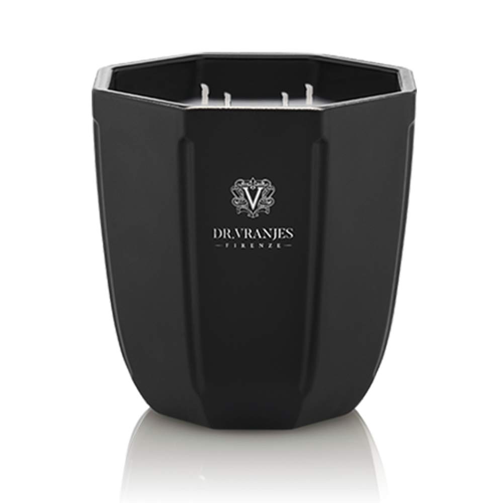 Luxury Dr. Vranjes Ambra Scented Candle - 500g/18oz Handmade Italian Decorative Candle in Black Octagonal Glass Vessel - Home Fragrance for Living Room, Bedroom & Bathroom Decor