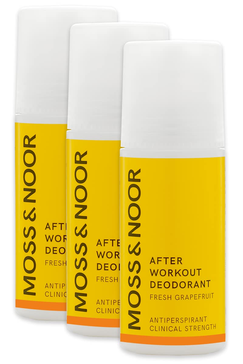 Moss & Noor Post-Workout Deodorant - Fresh Grapefruit Scent, 3-Pack | Natural Odor Protection for Gym, Yoga & Active Lifestyles