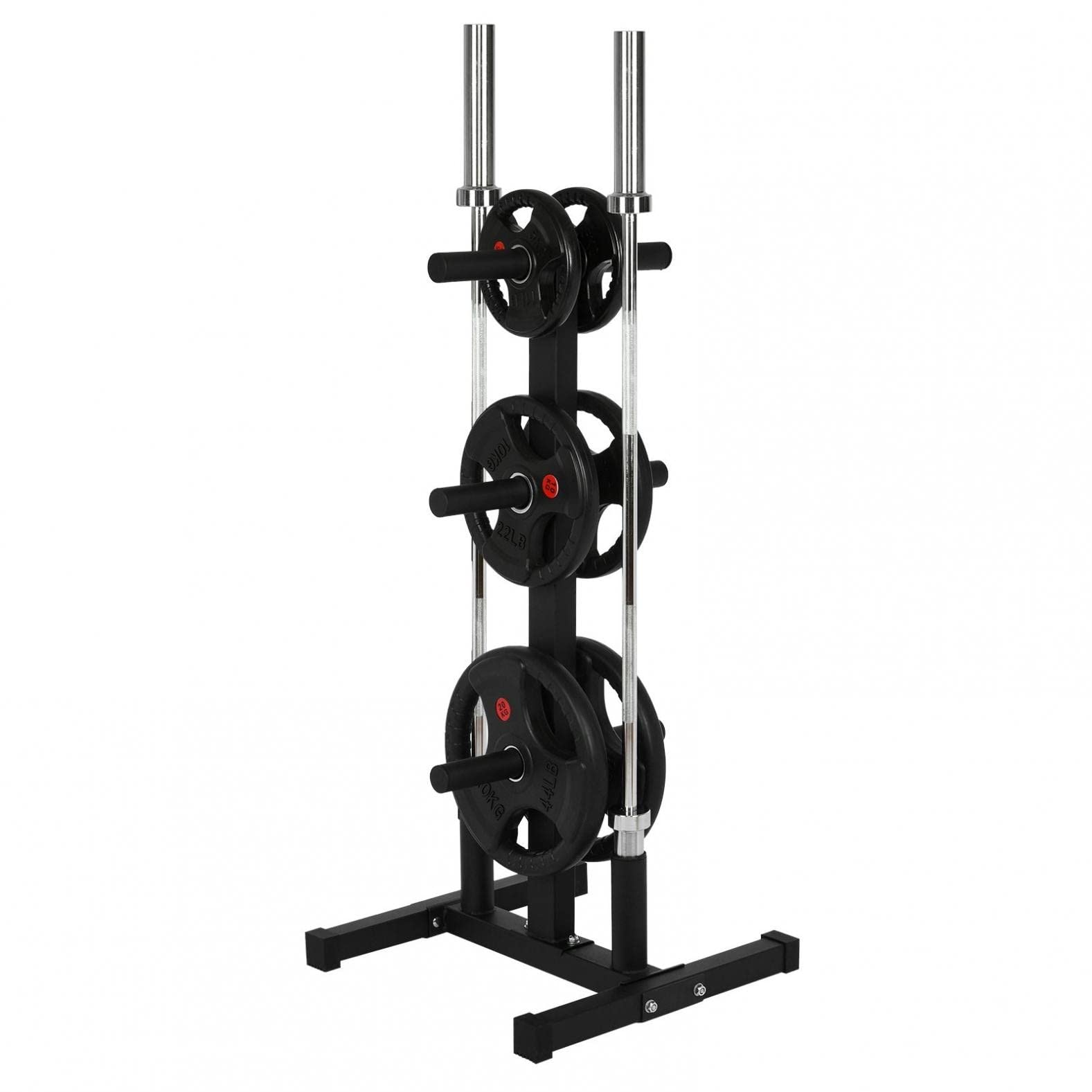 Olympic Weight Plate Rack for 2-inch Plates - Vertical Barbell Holder for Home Gym (Black) - Perfect for Organizing Weight Plates in Garage or Fitness Room