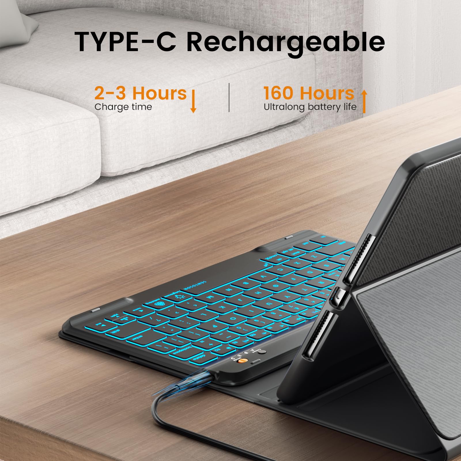 OYEEICE iPad 9th Generation Case with Backlit Keyboard - 10.2