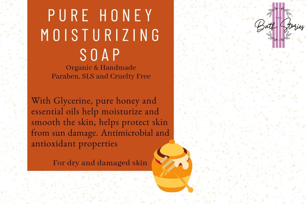 Handmade Pure Natural Honey Soap Bar - 65g (Pack of 2) | Moisturizing & Nourishing for Dry & Sensitive Skin | Perfect for Daily Face & Body Cleansing, Gift Sets & Spa Days