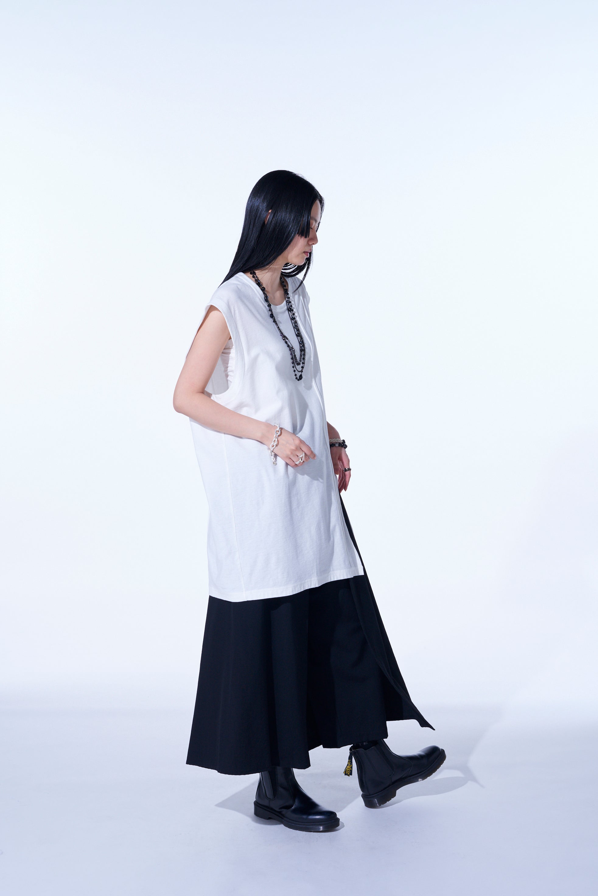 Soft Cotton Jersey Vertically Grafted Sleeveless Top with Side Slit - Breathable Summer Tank for Women | Casual Wear, Beach Outfit & Layering Staple