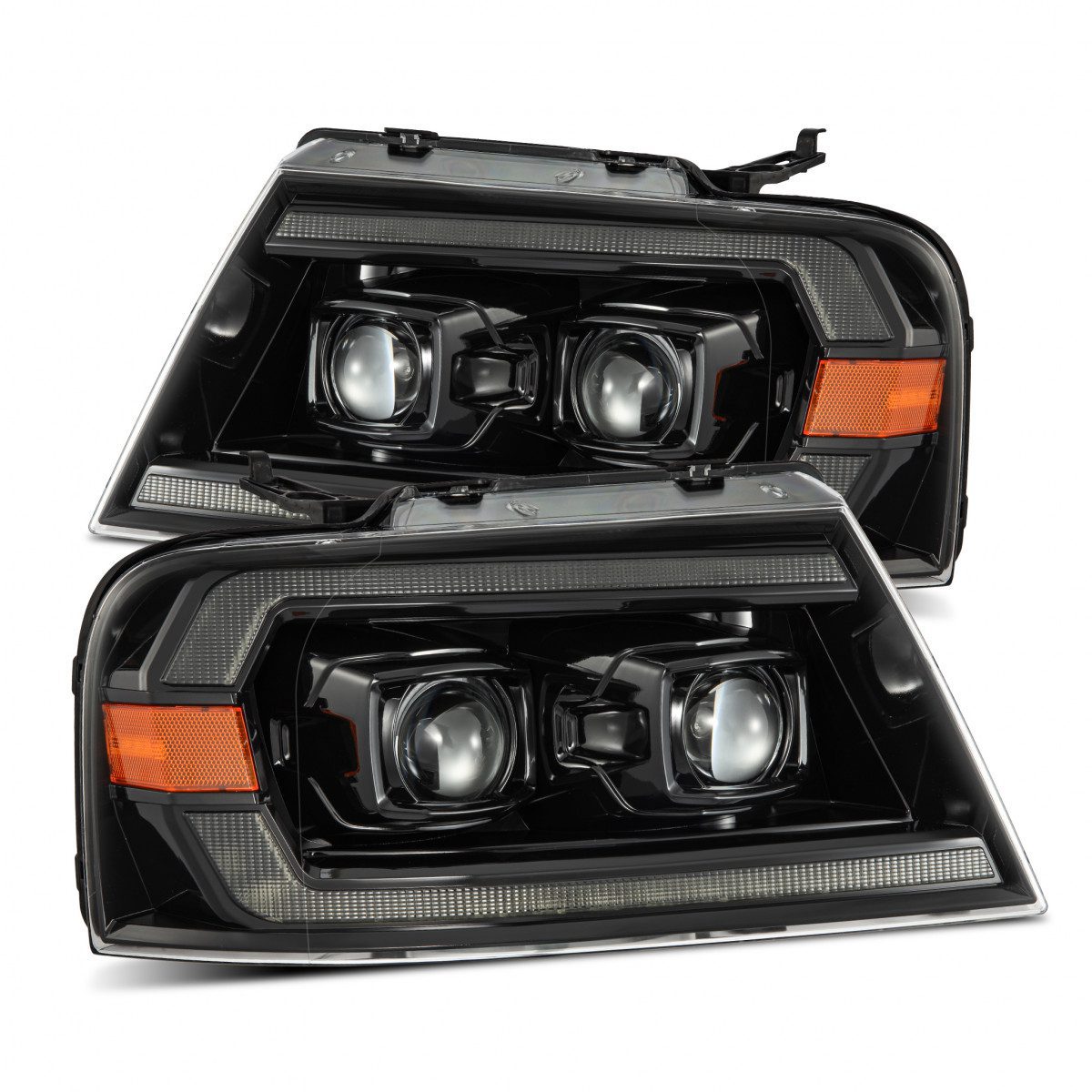 04-08 Ford F150 & 06-08 Lincoln Mark LT LUXX Series LED Projector Headlights Alpha Black - High Performance Replacement Headlights for Night Driving & Off-Road Use
