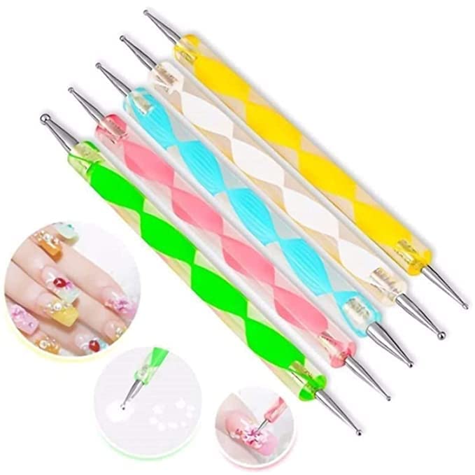 5-Piece Dual-Ended Dotting Pen Set for Nail Art - Professional Dot Paint Manicure Tools Kit with Multiple Color Options | Perfect for Salon, Home DIY Nail Designs and Creative Dot Painting
