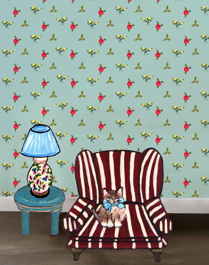 Grand Villa Garden Wallpaper by Carly Beck - Coastal Ocean Theme - Perfect for Beach House, Bathroom & Nursery Decor