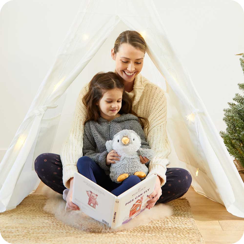 Gray Penguin Warmies - Ultra Soft Plush Stuffed Animal with Microwavable Heat Therapy for Kids & Adults - Perfect for Stress Relief, Cuddling, and Cold Weather Comfort