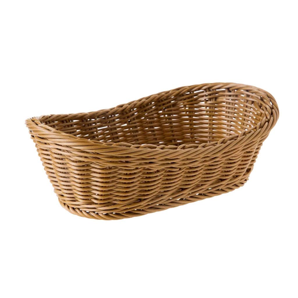 WSZJJ Oval Wicker Woven Bread Basket - Food Storage Basket for Kitchen, Fruits, Cosmetics | Perfect for Tabletop Decor & Bathroom Organization